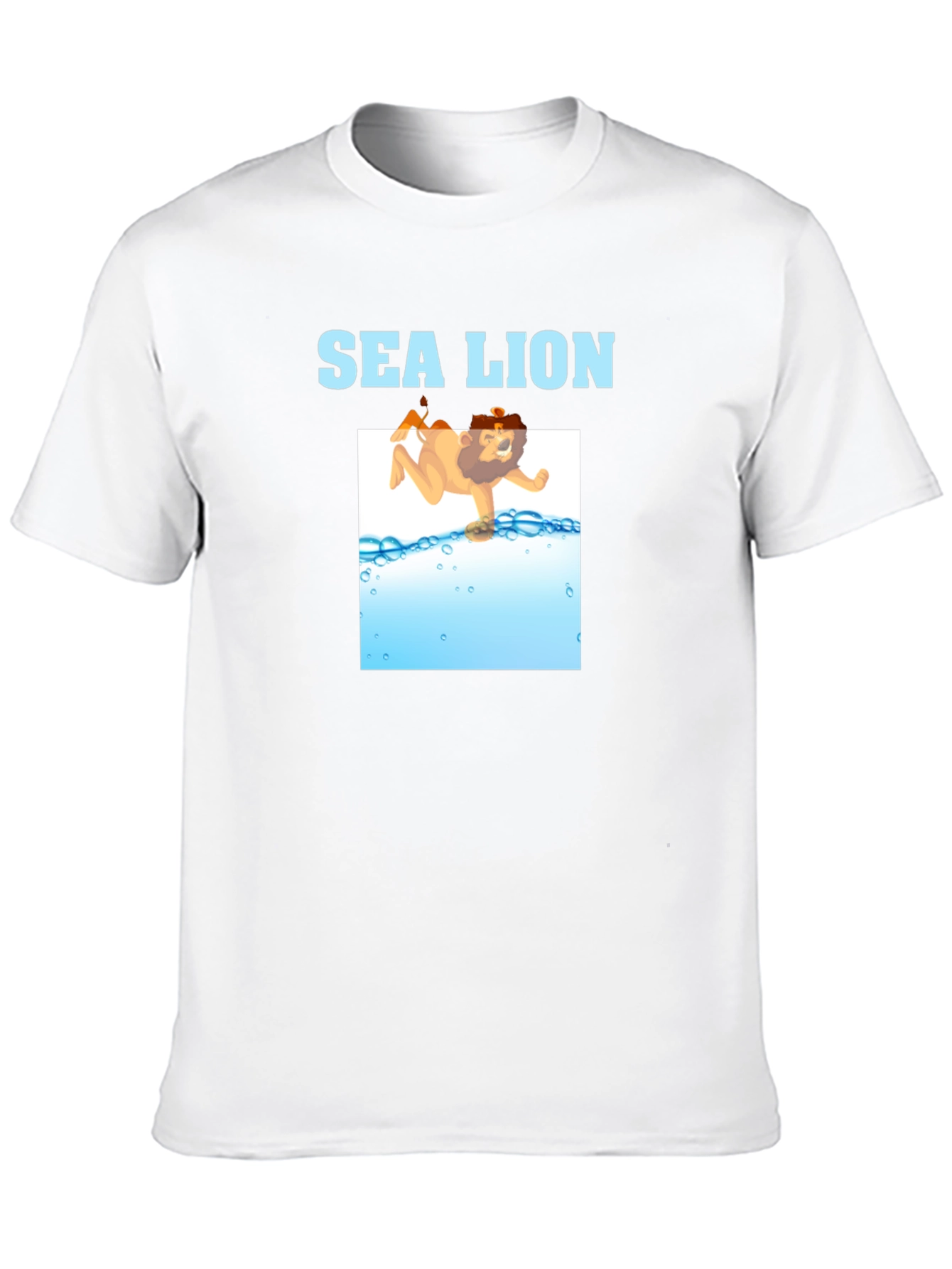 Sea Lion Cartoon Graphic T-Shirt - Black