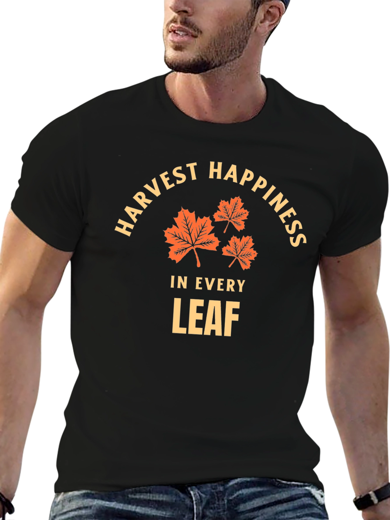 Harvest Happiness T-Shirt - Fall Leaves Design