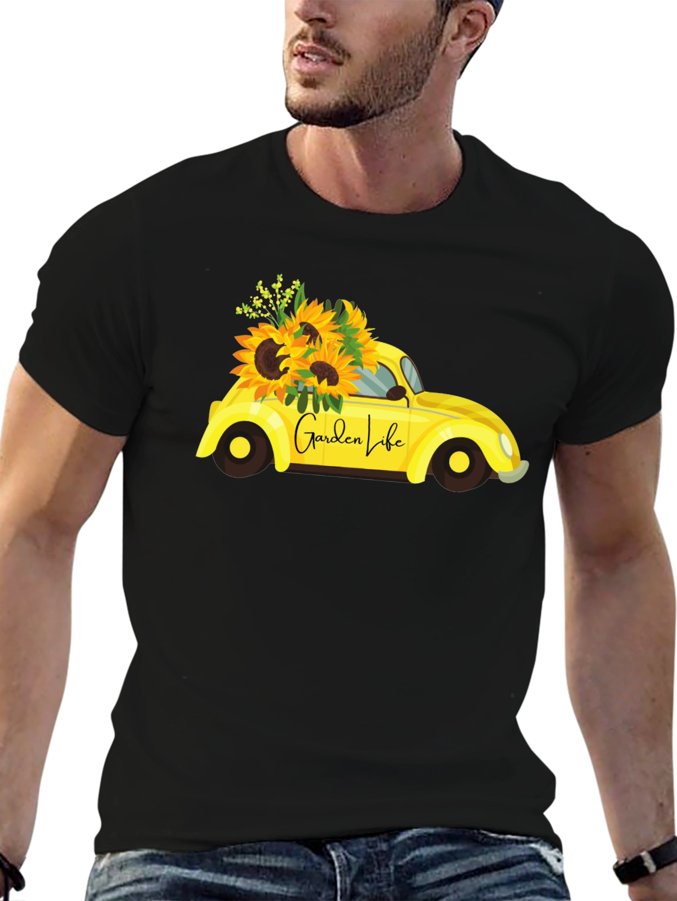 Garden Life Black T-Shirt - Sunflower Car