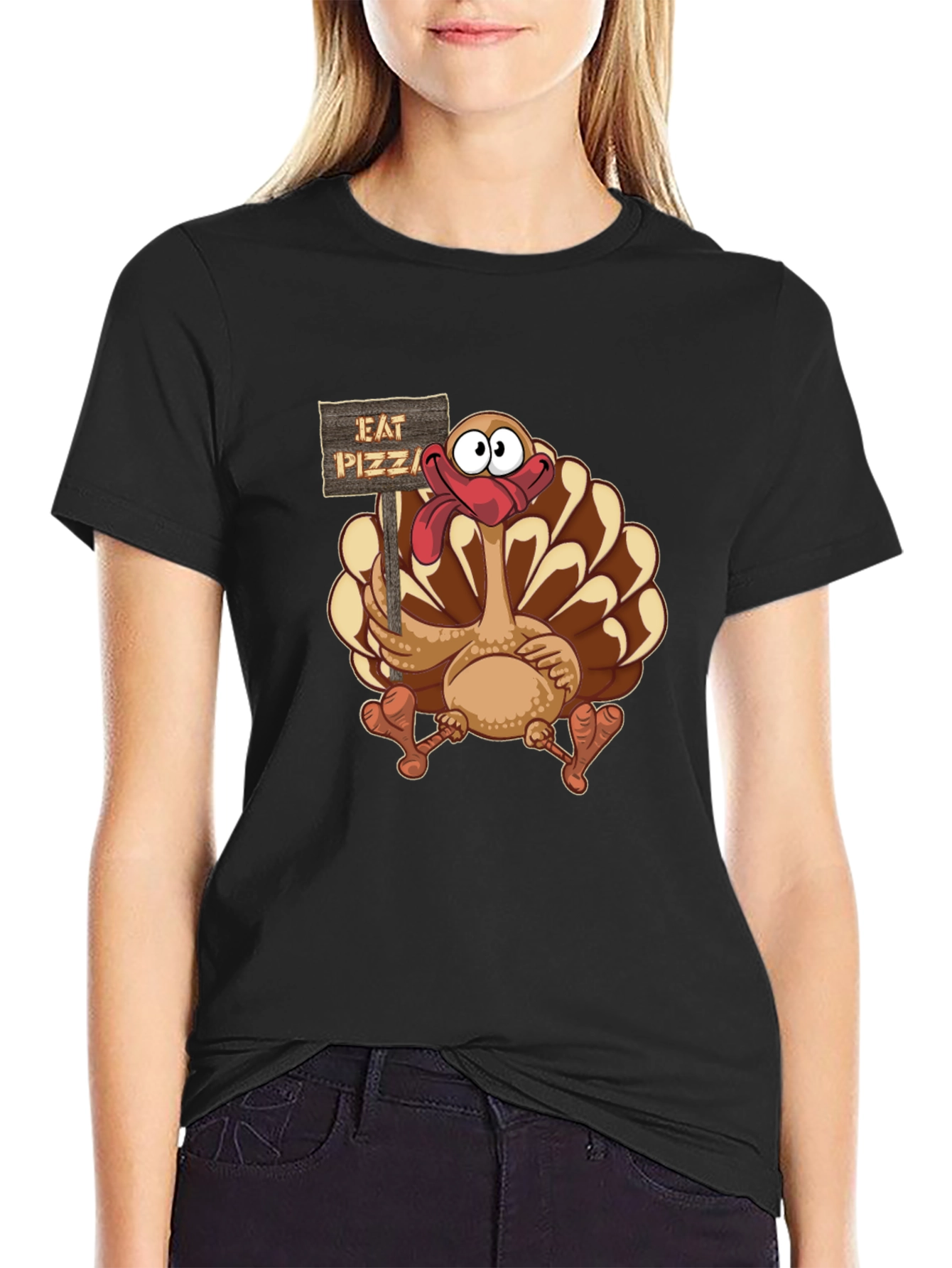 Funny Turkey Eat Pizza Thanksgiving T-Shirt