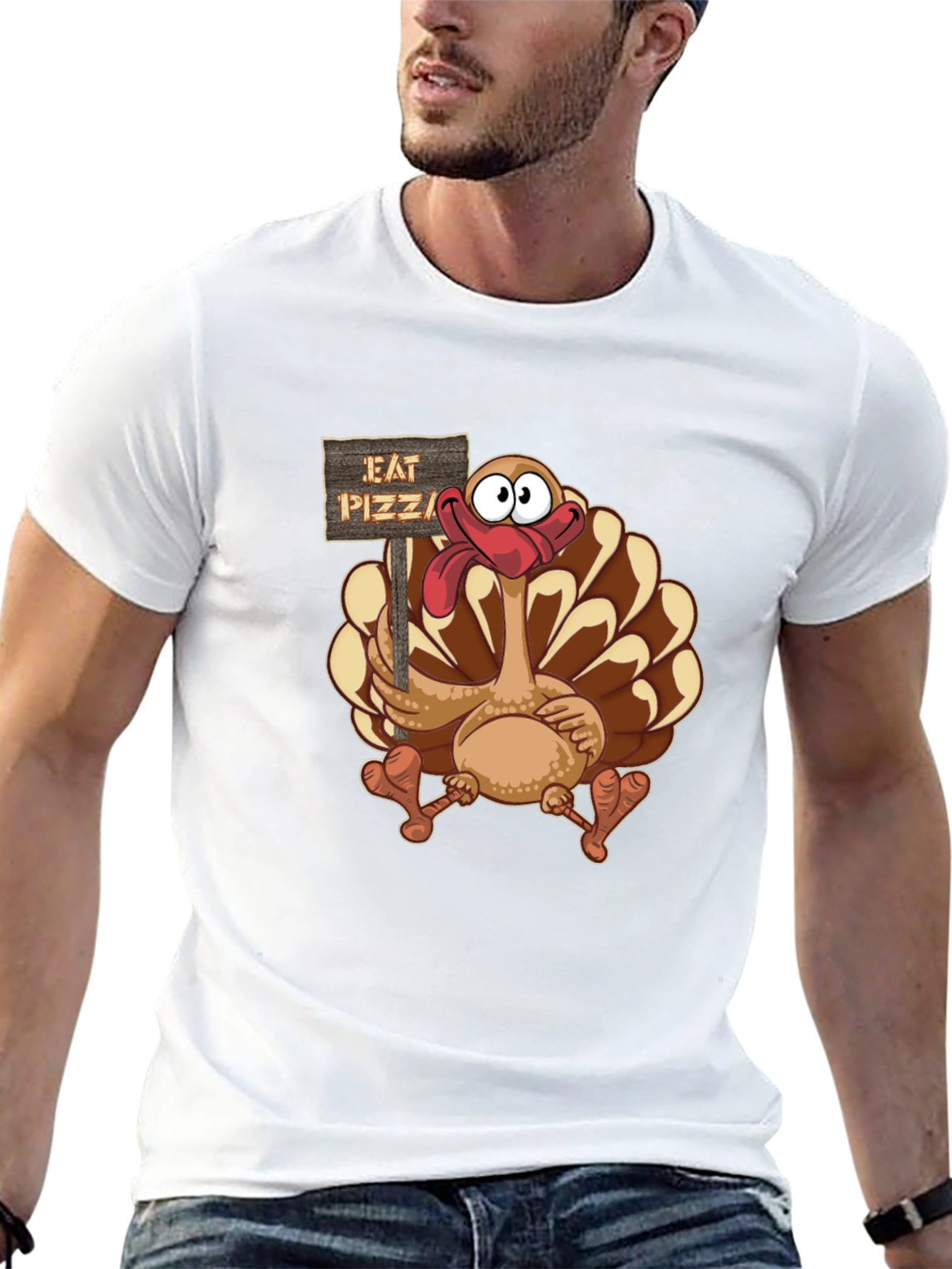 Funny Turkey Eat Pizza Thanksgiving T-Shirt