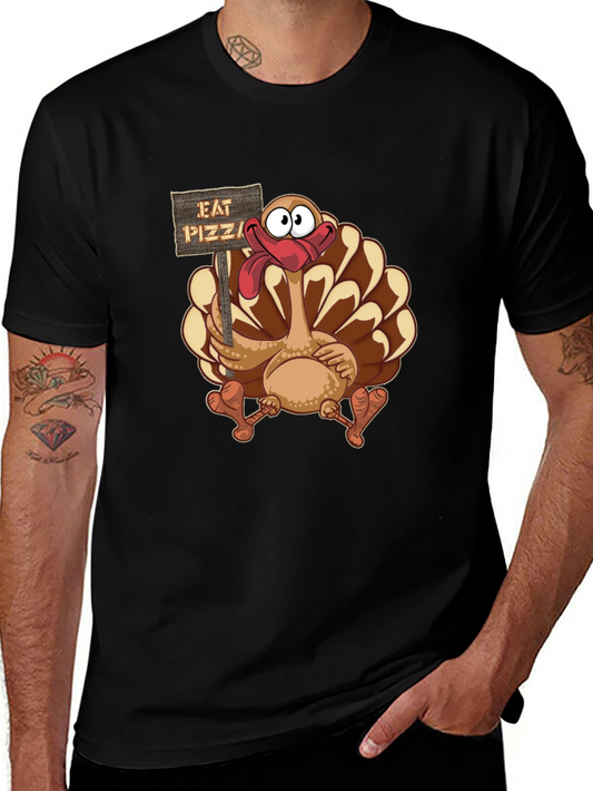 Funny Turkey Eat Pizza Thanksgiving T-Shirt