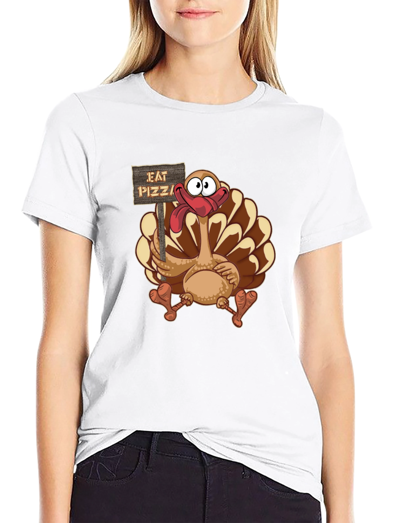 Funny Turkey Eat Pizza Thanksgiving T-Shirt