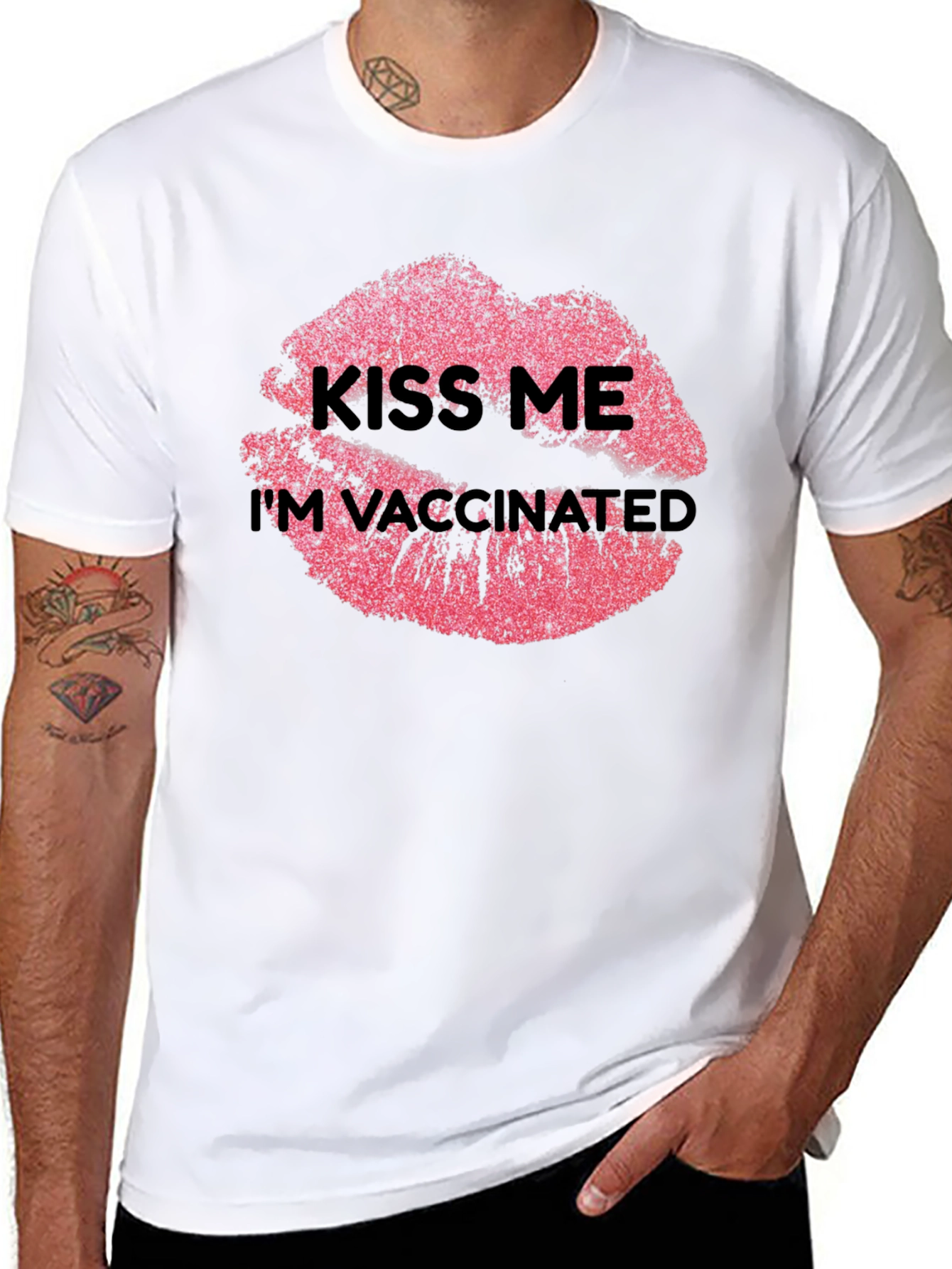 Kiss Me Im Vaccinated T-Shirt Lips Graphic Tee