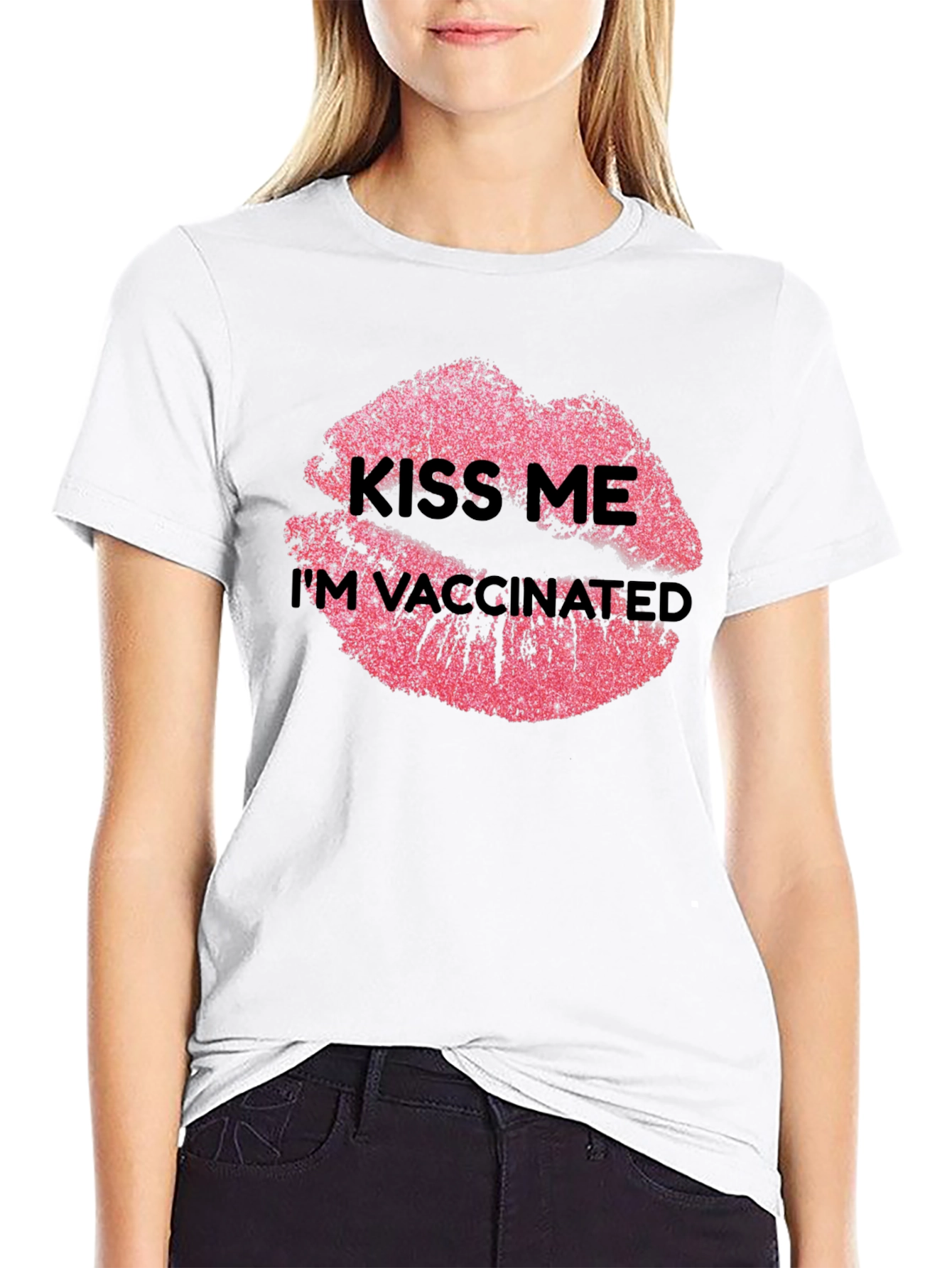 Kiss Me Im Vaccinated T-Shirt Lips Graphic Tee