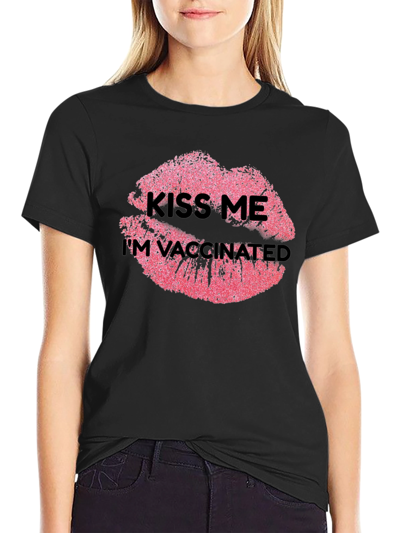 Kiss Me Im Vaccinated T-Shirt Lips Graphic Tee