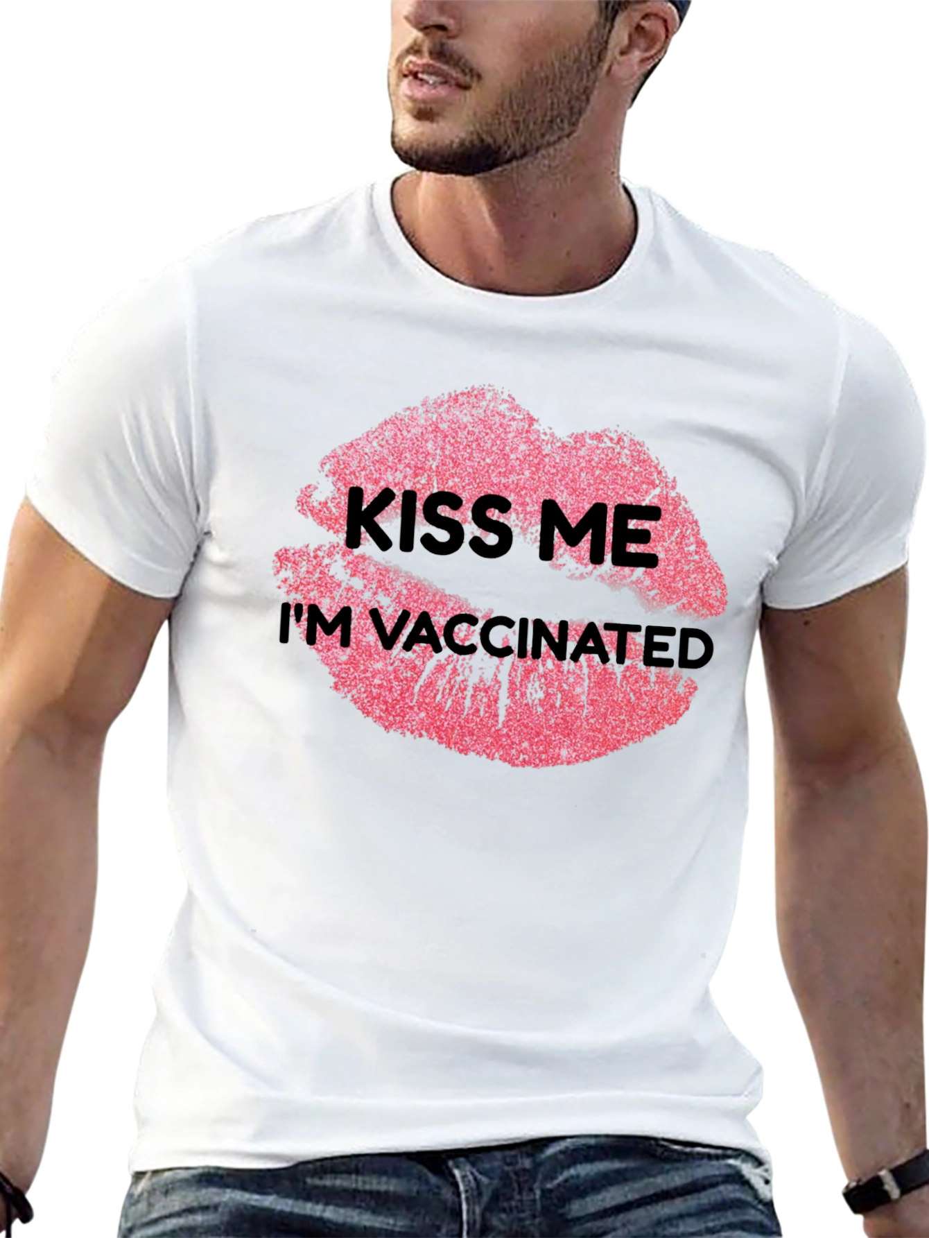 Kiss Me Im Vaccinated T-Shirt Lips Graphic Tee