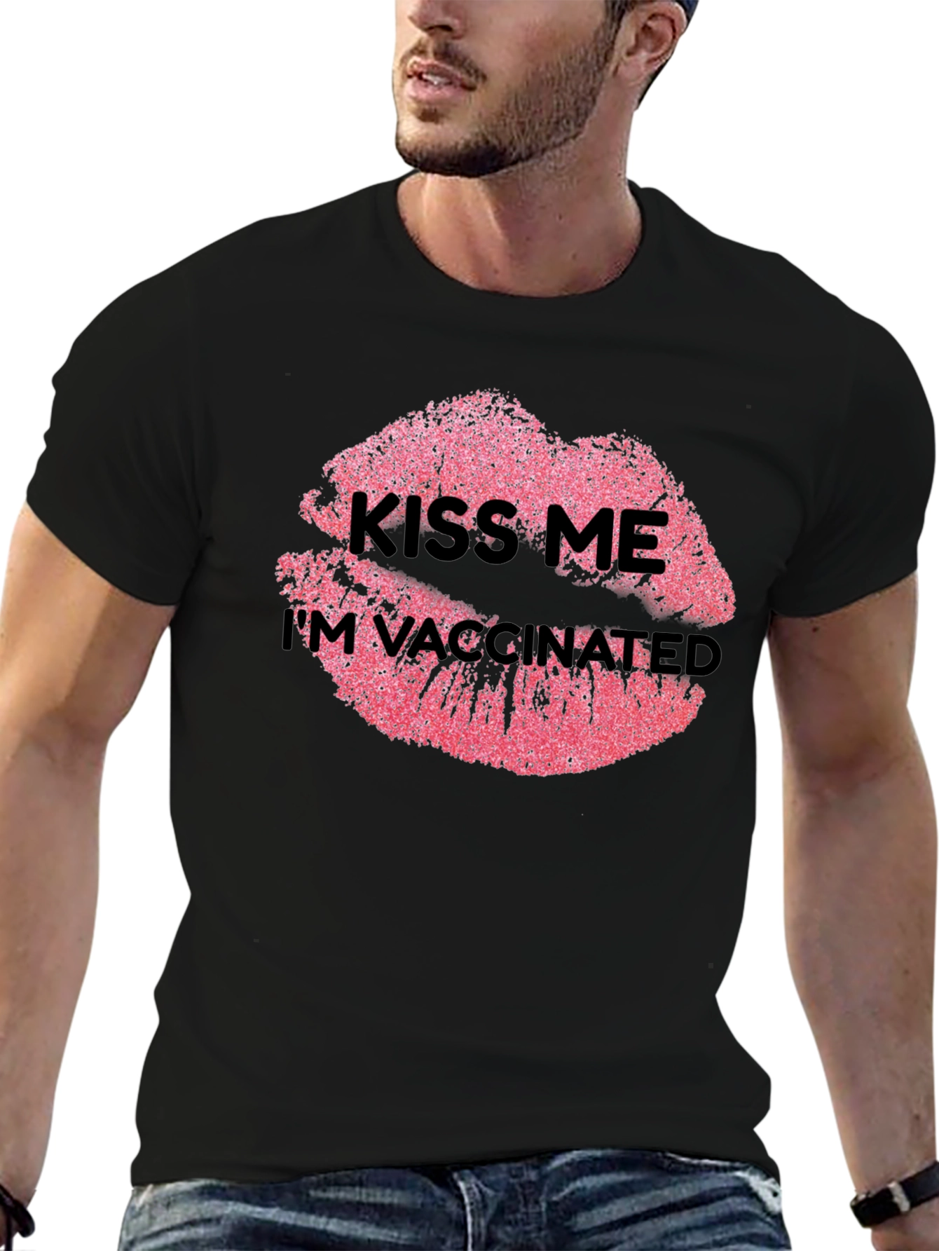 Kiss Me Im Vaccinated T-Shirt Lips Graphic Tee