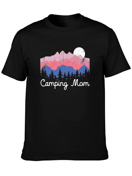 Camping Mom Black T-Shirt Mountain Graphic