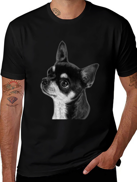 Chihuahua Dog Graphic Print Black T-Shirt