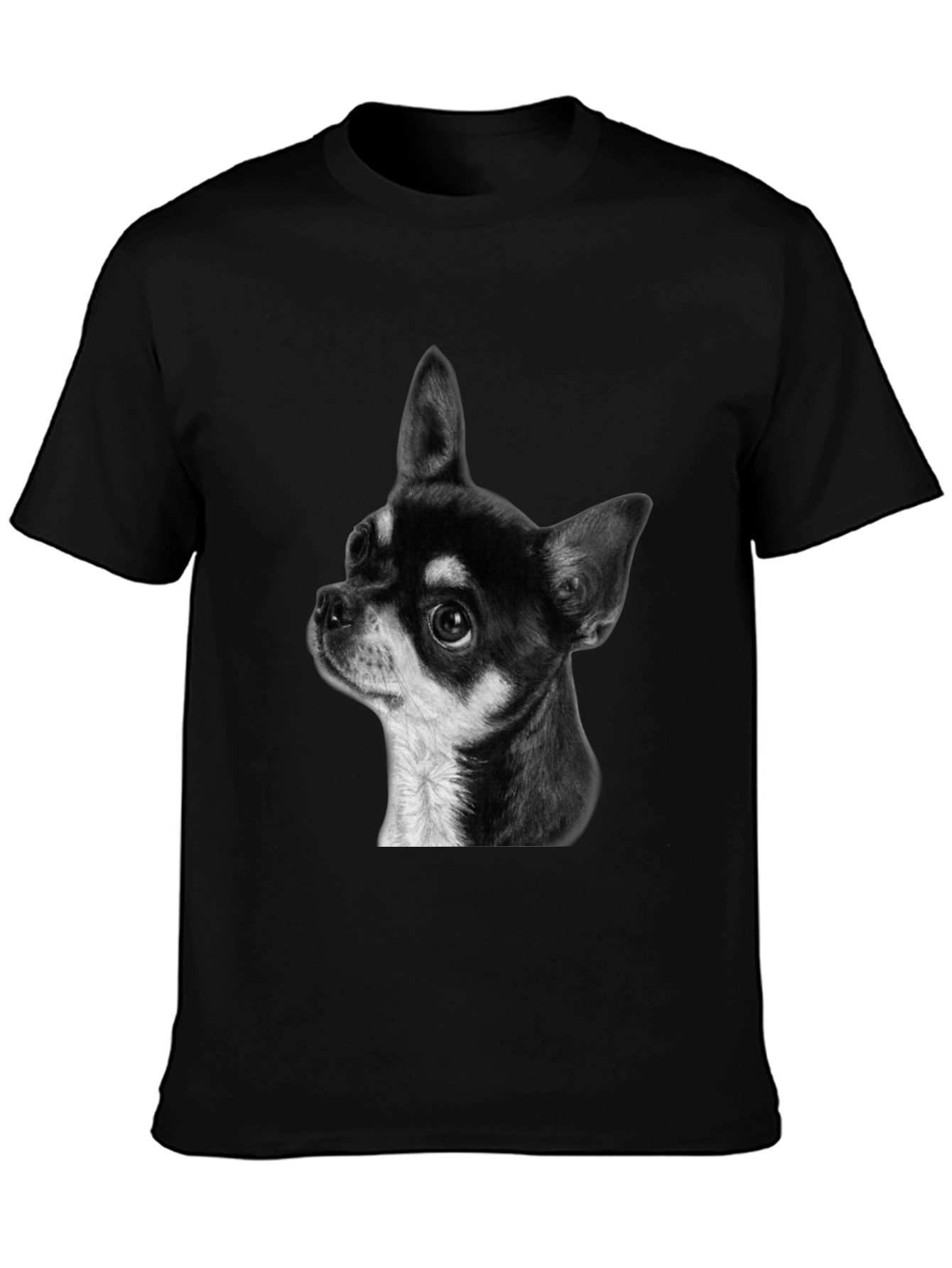 Chihuahua Dog Graphic Print Black T-Shirt