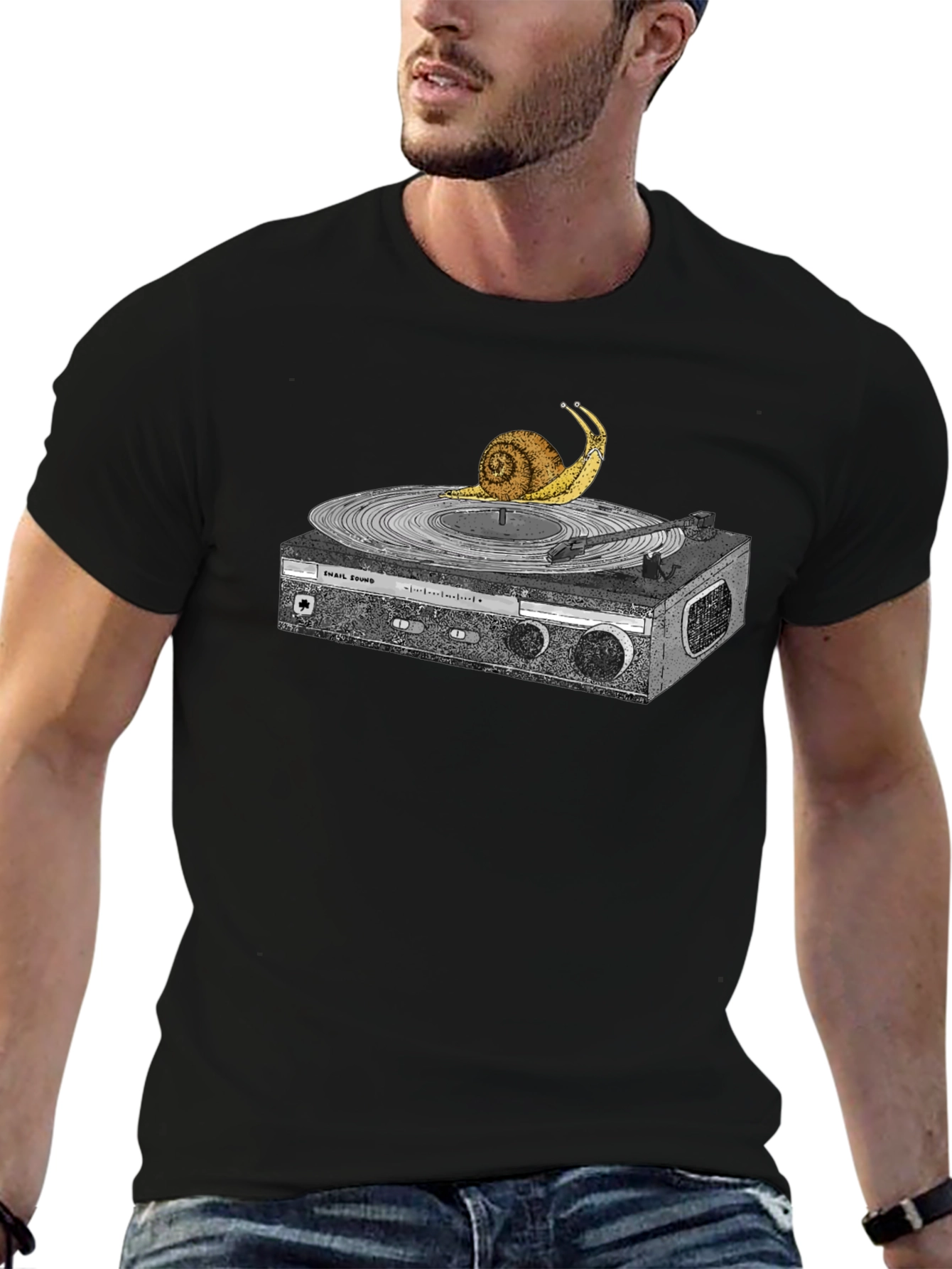 Snail Turntable Graphic Tee - Unique Music Lovers Shirt