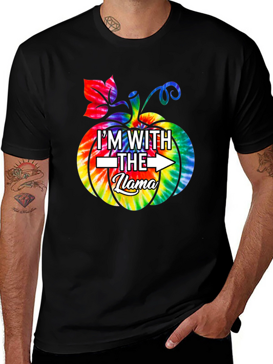 Im With the Llama Tie Dye Pumpkin T-Shirt