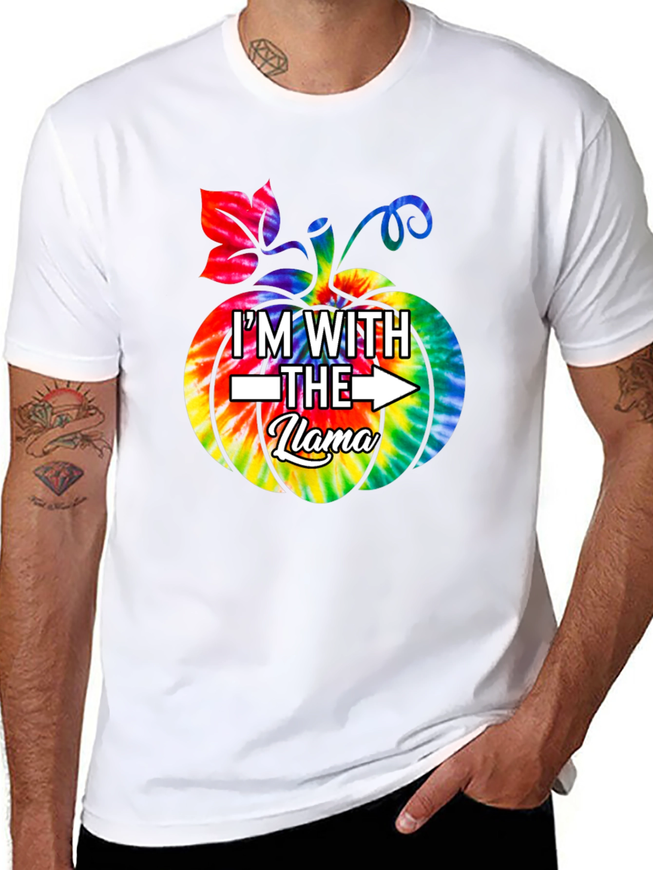 Im With the Llama Tie Dye Pumpkin T-Shirt