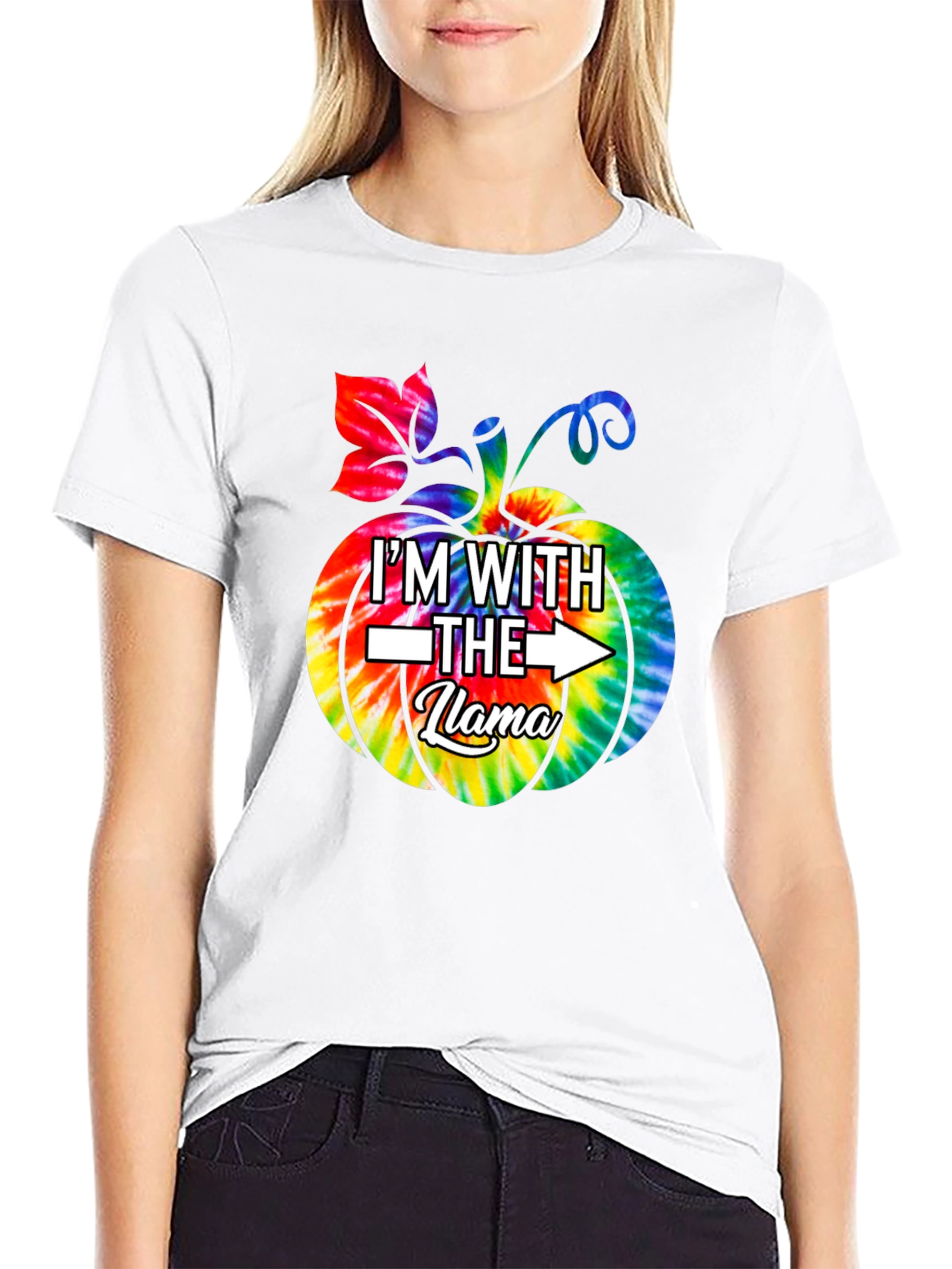Im With the Llama Tie Dye Pumpkin T-Shirt