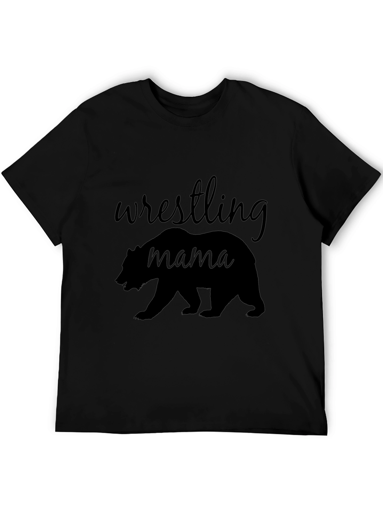 Wrestling Mama Bear Graphic T-Shirt - Black Cotton Tee