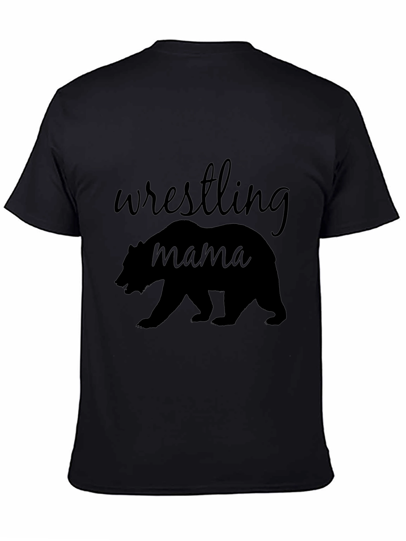 Wrestling Mama Bear Graphic T-Shirt - Black Cotton Tee
