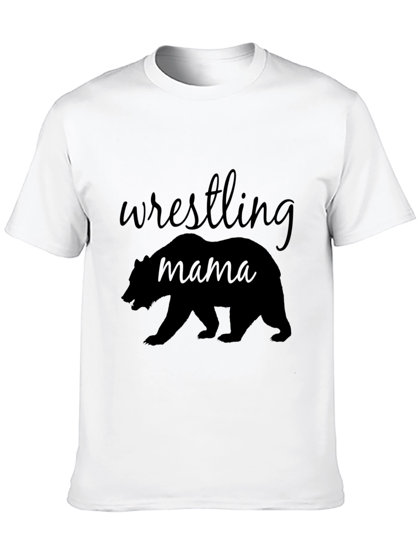 Wrestling Mama Bear Graphic T-Shirt - Black Cotton Tee