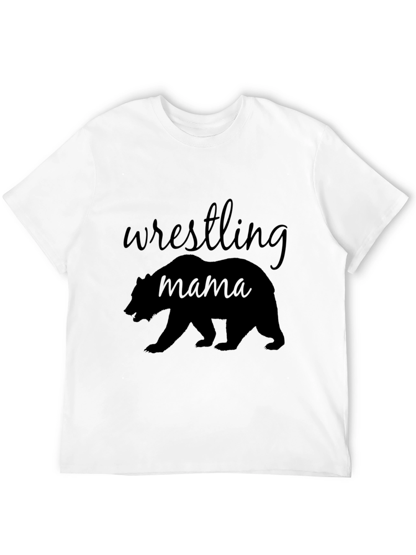 Wrestling Mama Bear Graphic T-Shirt - Black Cotton Tee