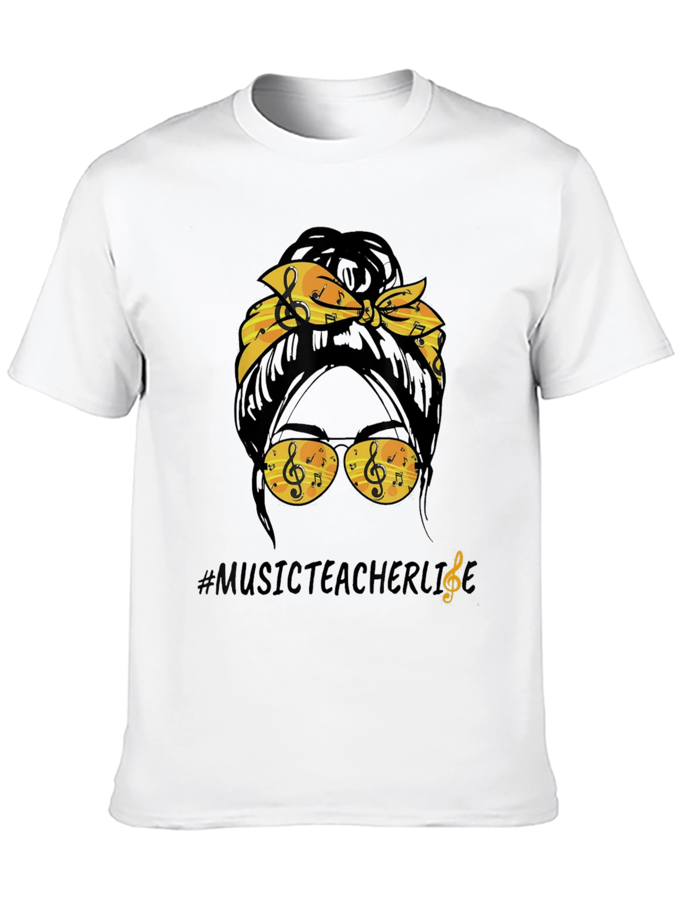 Music Teacher Messy Bun T-Shirt