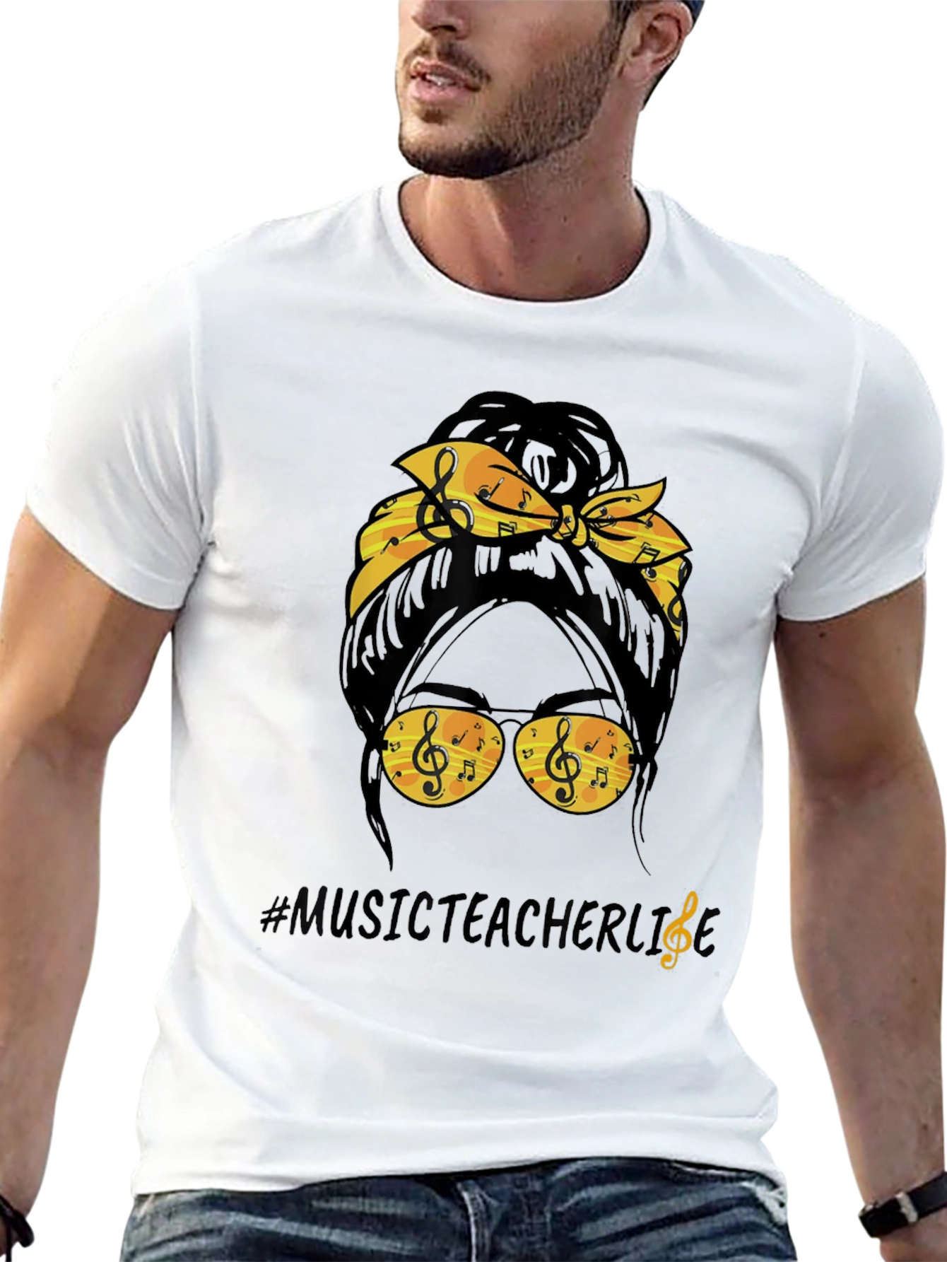 Music Teacher Messy Bun T-Shirt