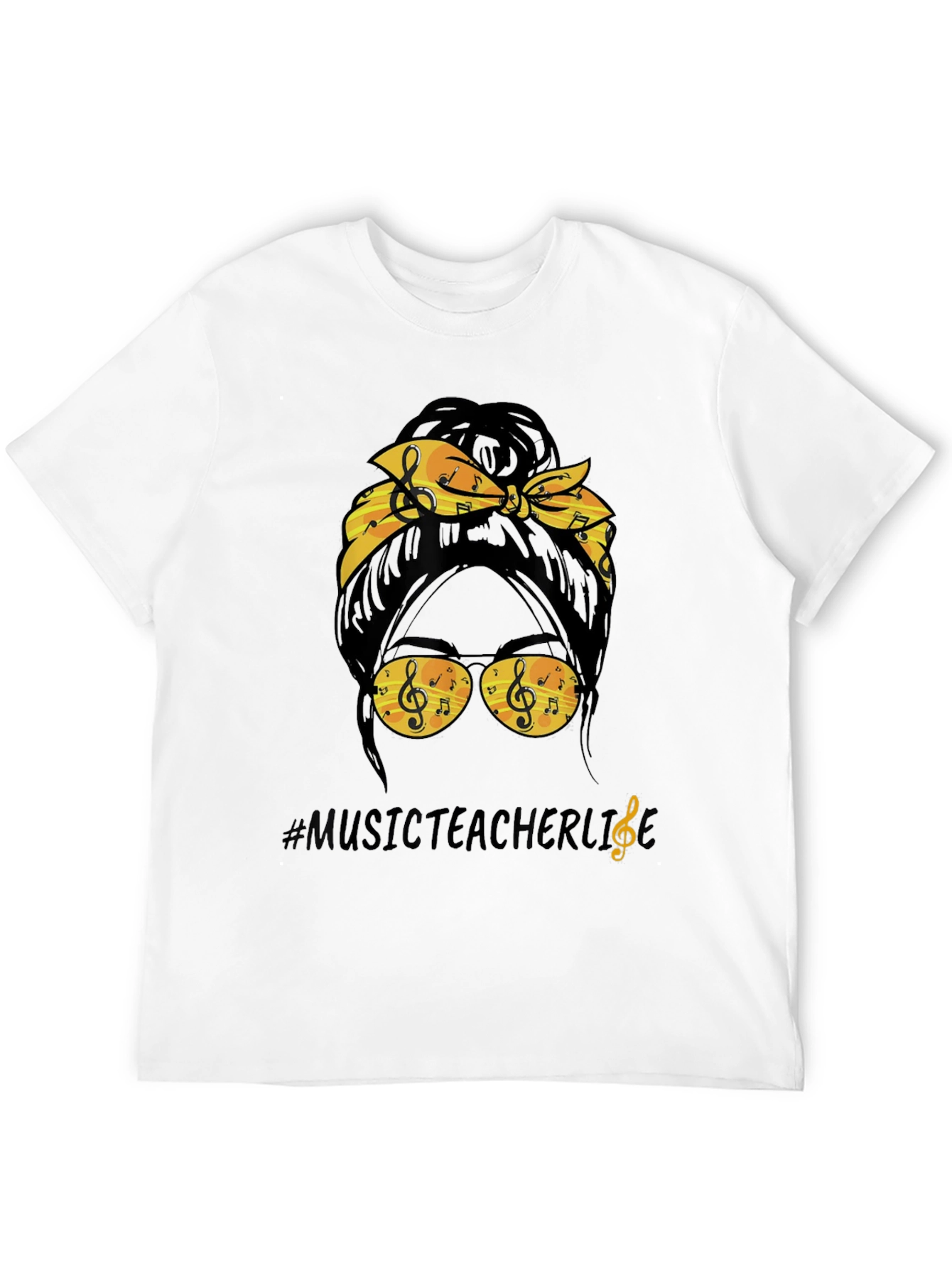 Music Teacher Messy Bun T-Shirt