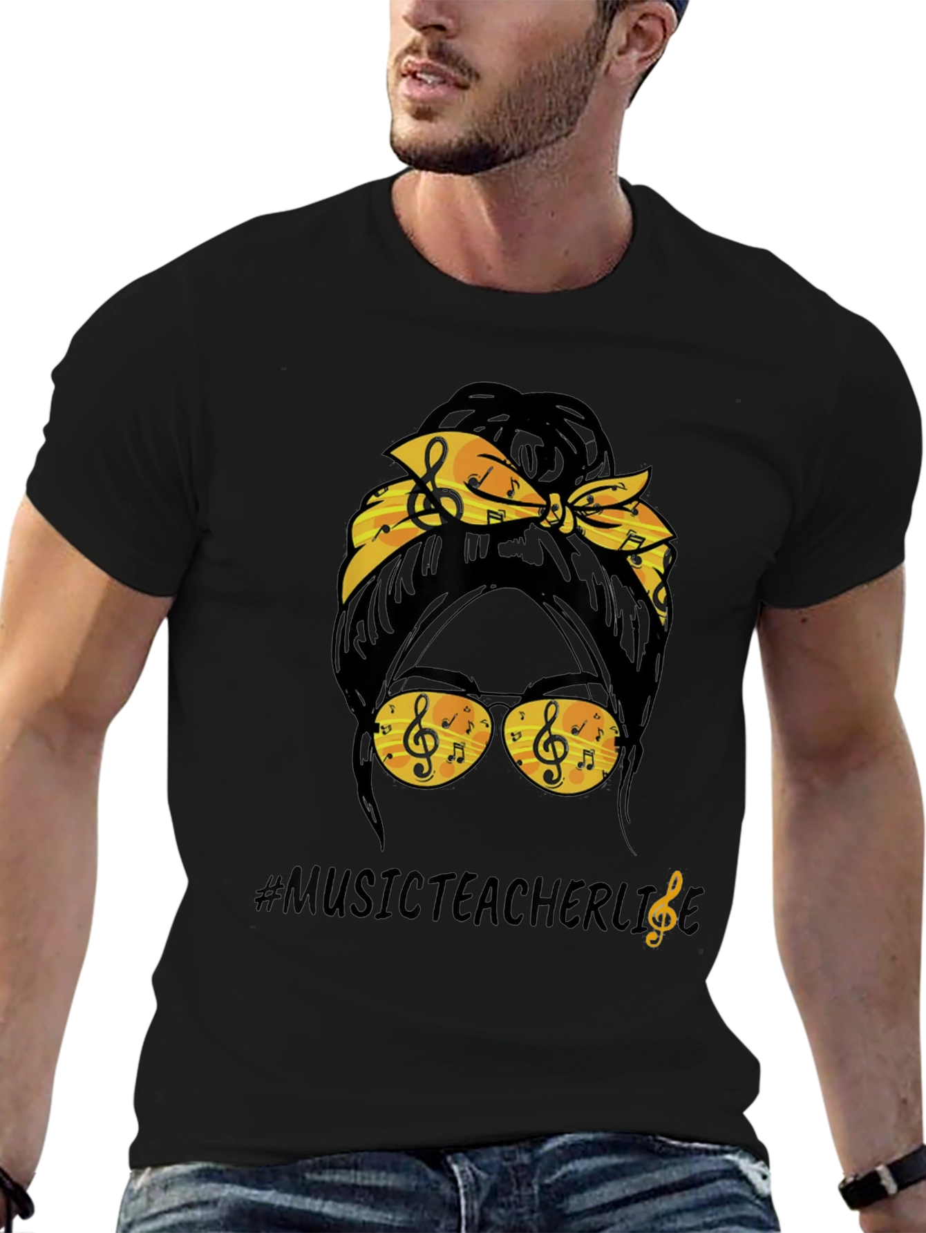 Music Teacher Messy Bun T-Shirt