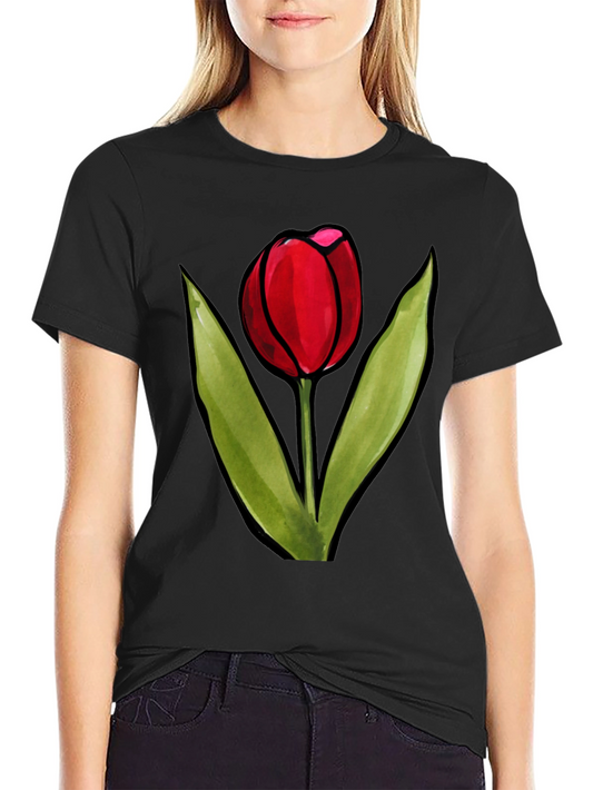 Tulip Graphic Tee - Stylish Black T-Shirt