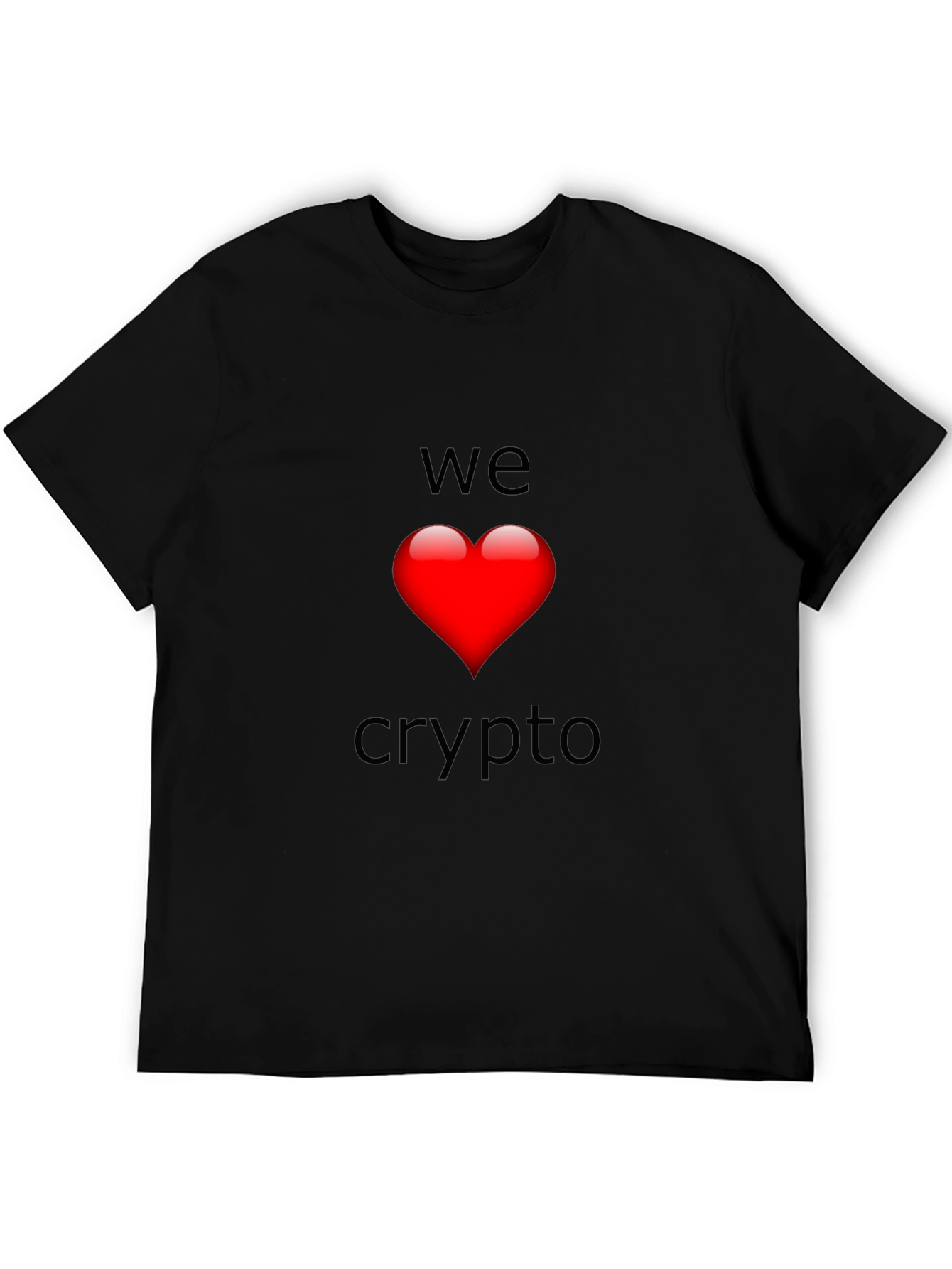 We Love Crypto T-Shirt - Black Heart Design
