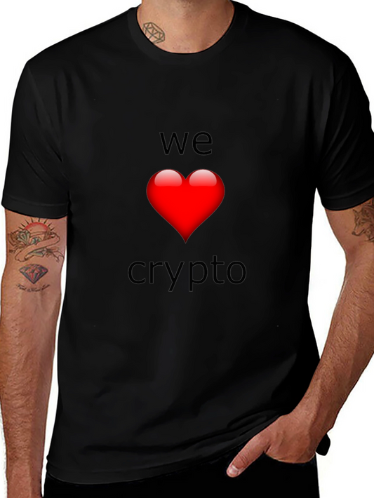 We Love Crypto T-Shirt - Black Heart Design