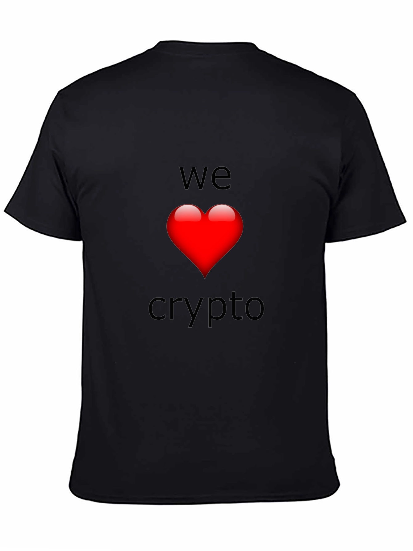We Love Crypto T-Shirt - Black Heart Design
