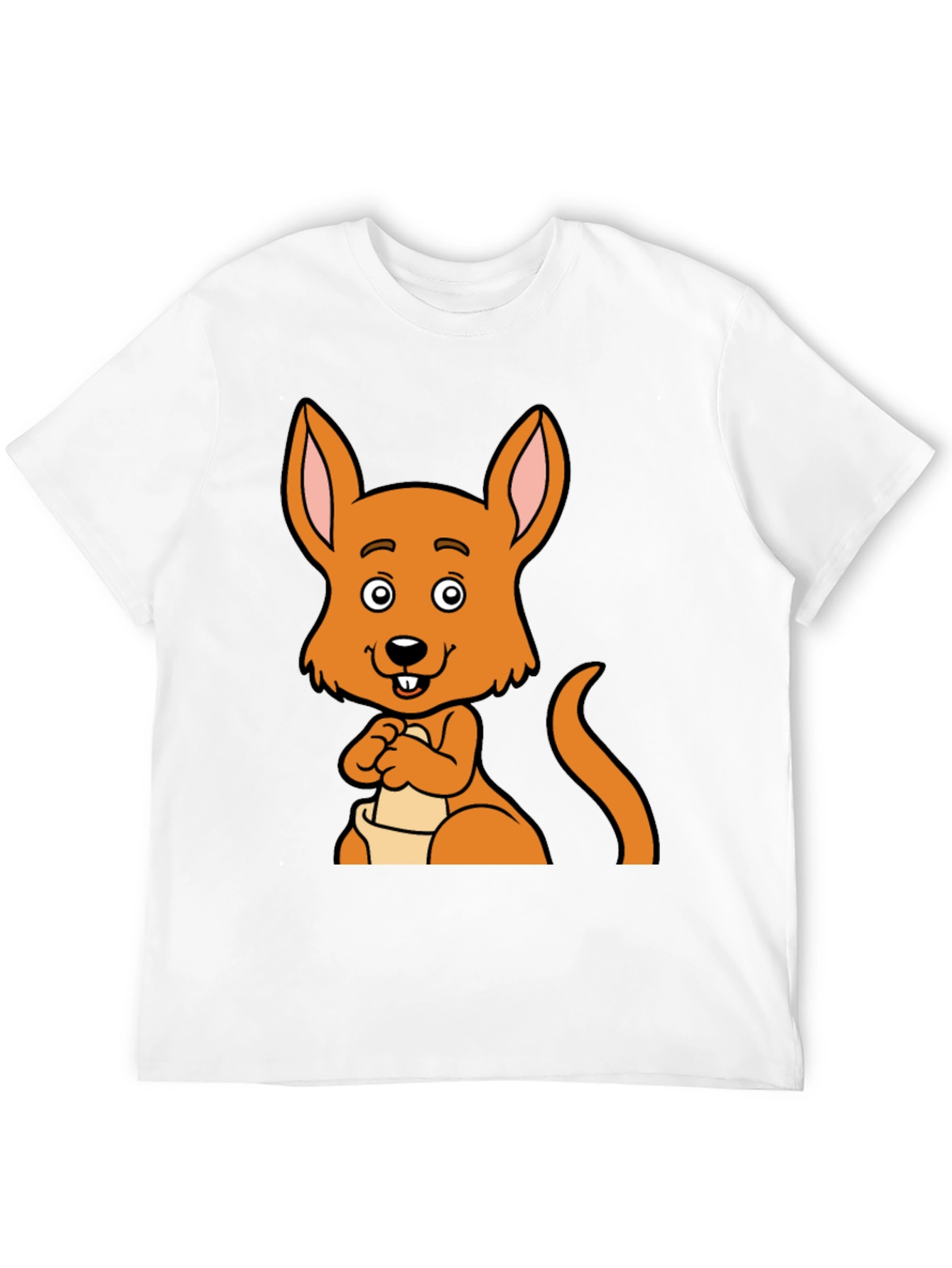Cartoon Kangaroo Graphic Tee - Black Unisex T-Shirt