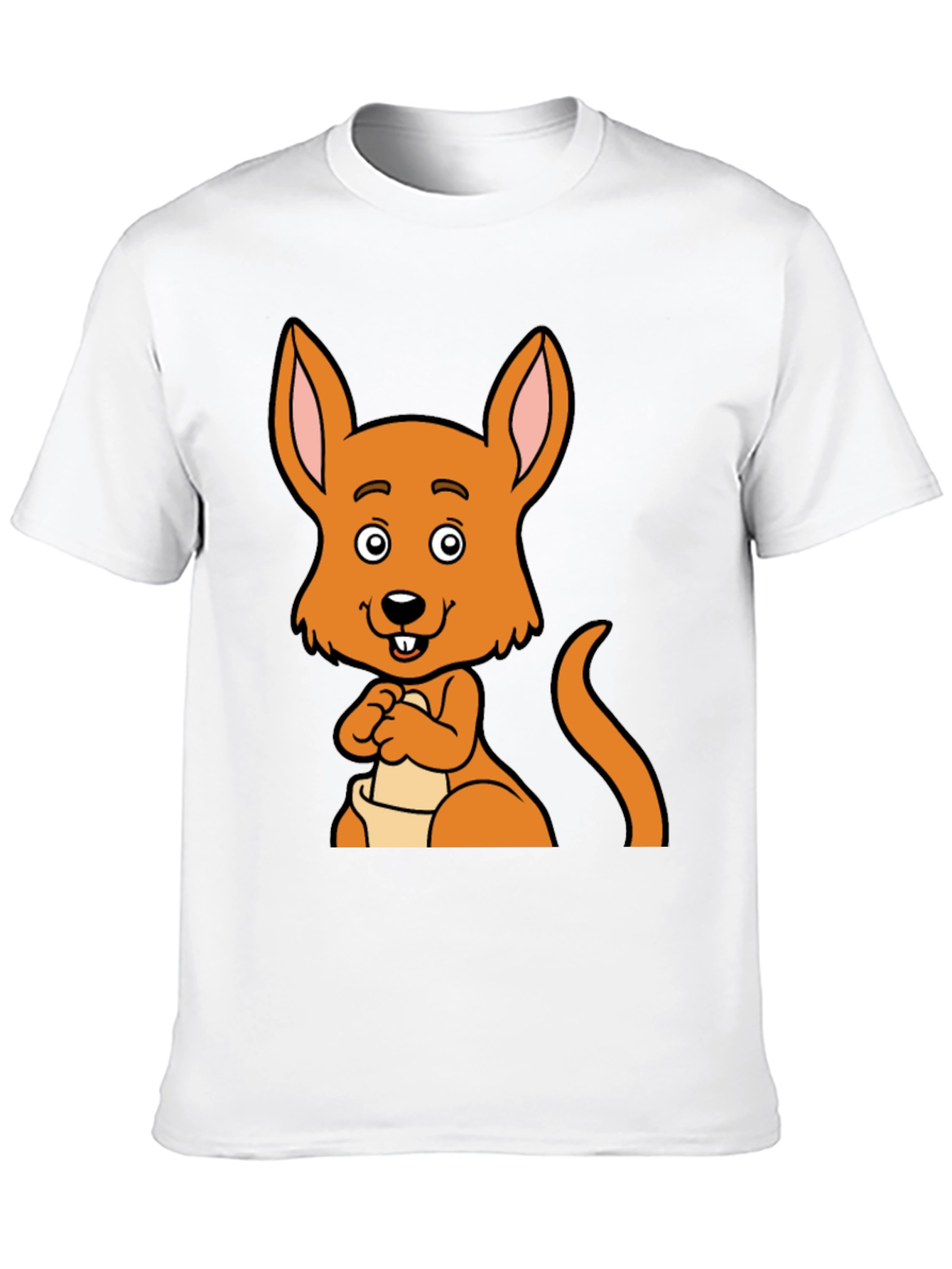Cartoon Kangaroo Graphic Tee - Black Unisex T-Shirt