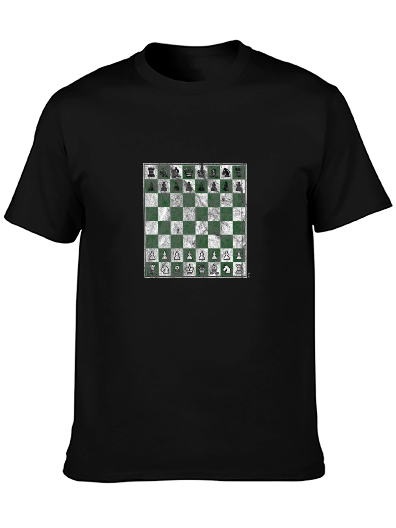 Chessboard Graphic Tee - Stylish Black T-Shirt
