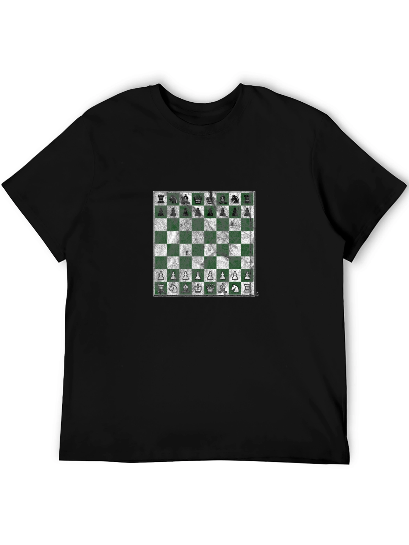 Chessboard Graphic Tee - Stylish Black T-Shirt