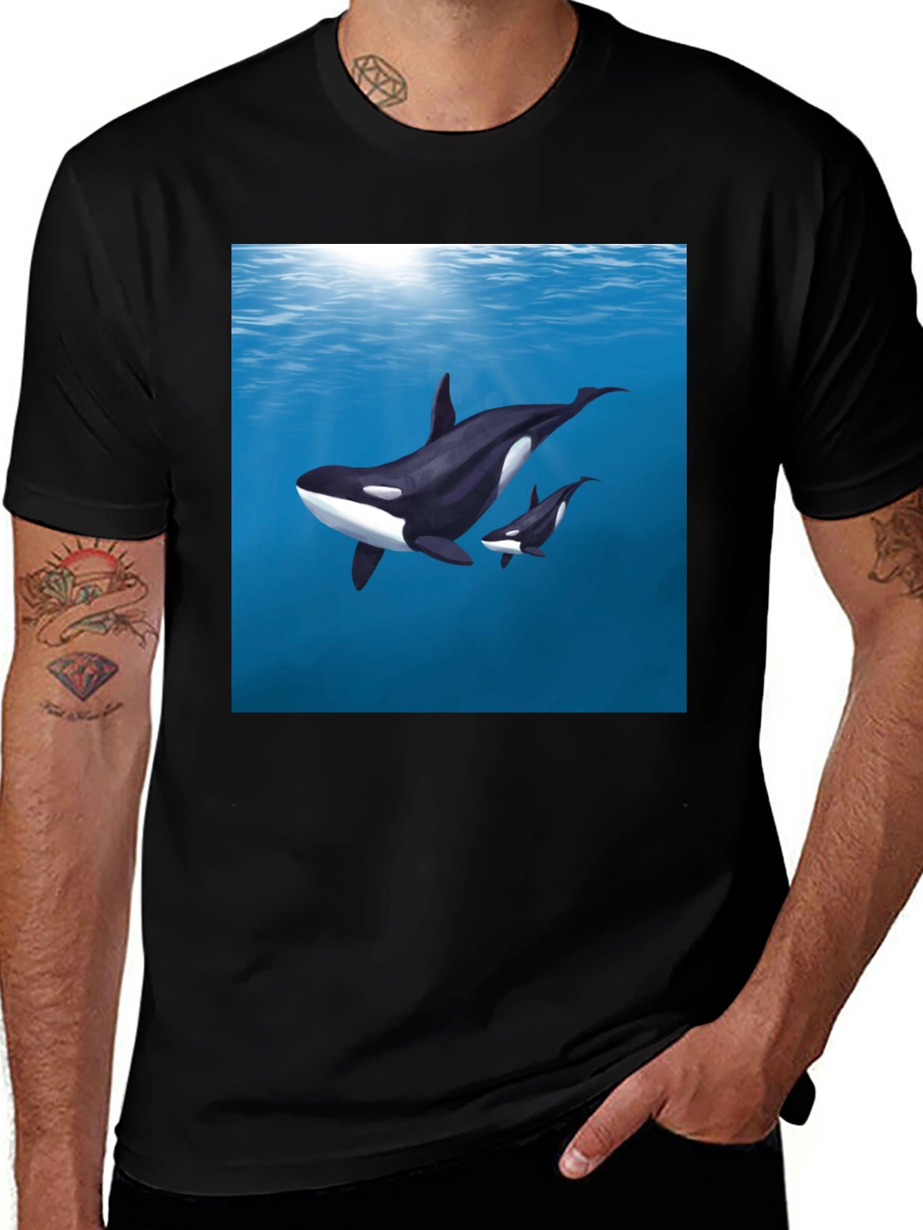 Orca Graphic T-Shirt - Black Cotton Tee