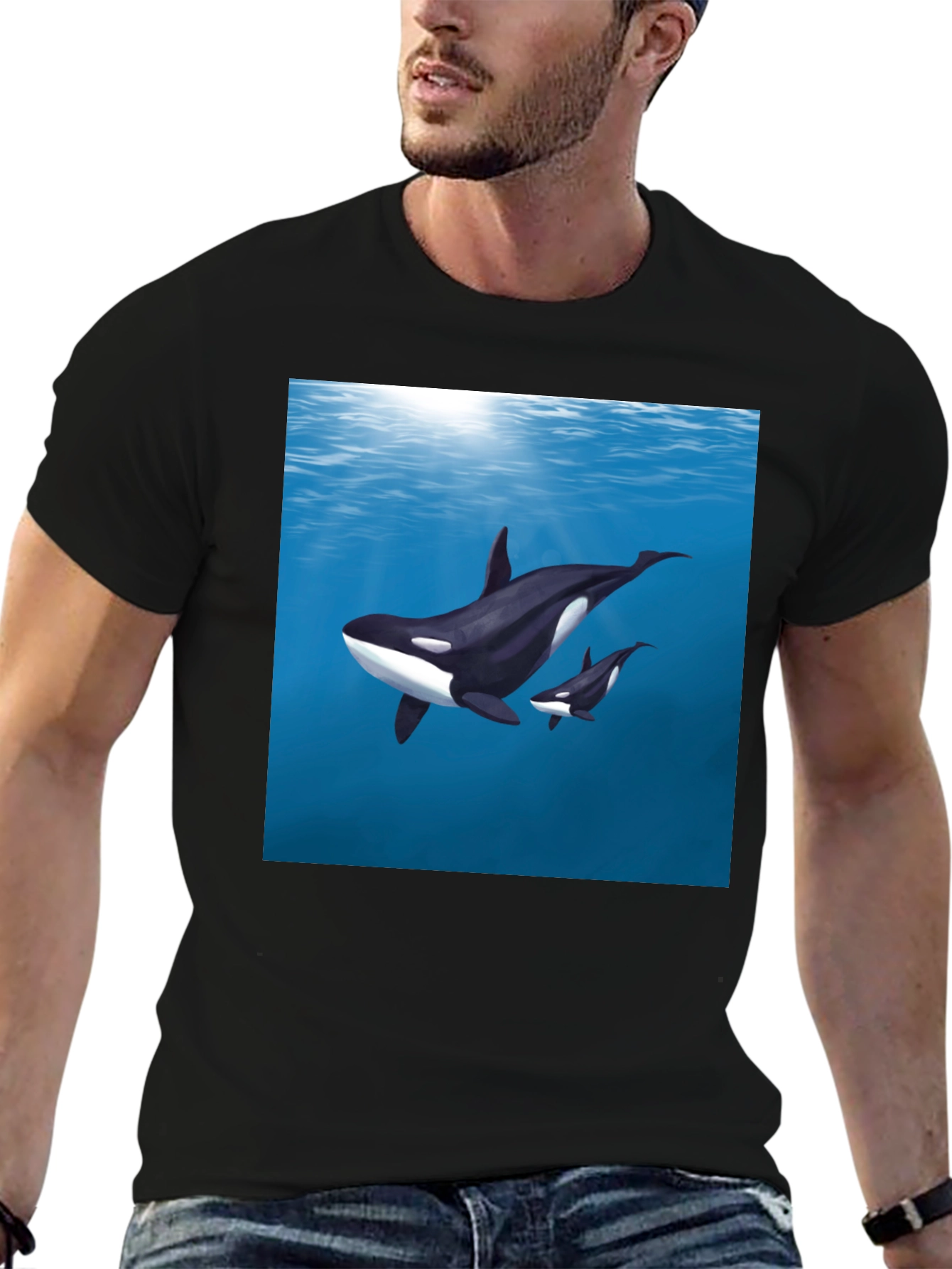 Orca Graphic T-Shirt - Black Cotton Tee