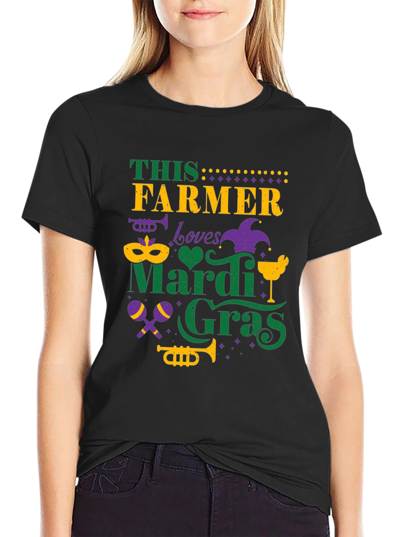 Farmer Loves Mardi Gras Graphic Tee