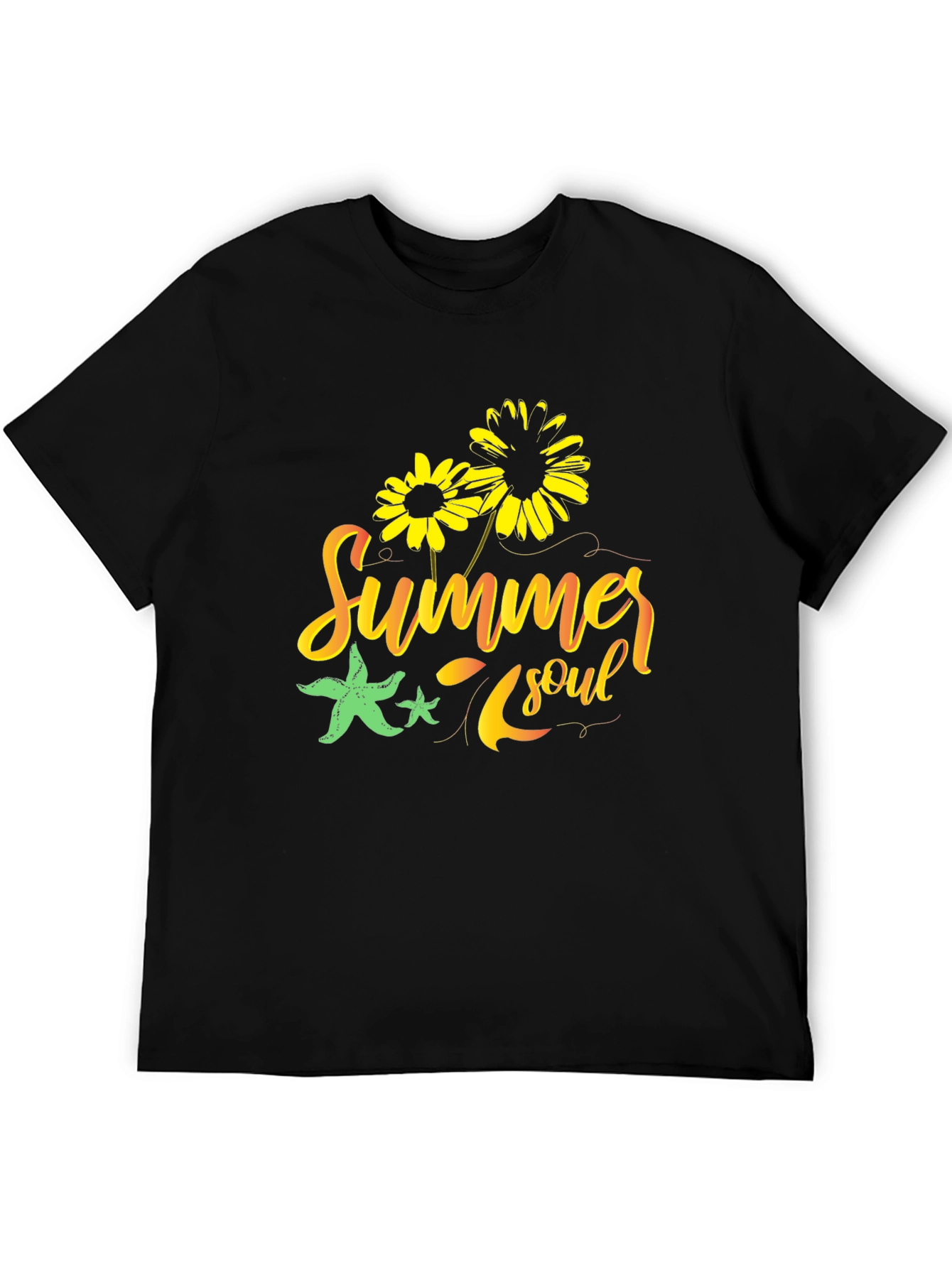 Summer Soul Graphic Tee - Black Cotton T-Shirt