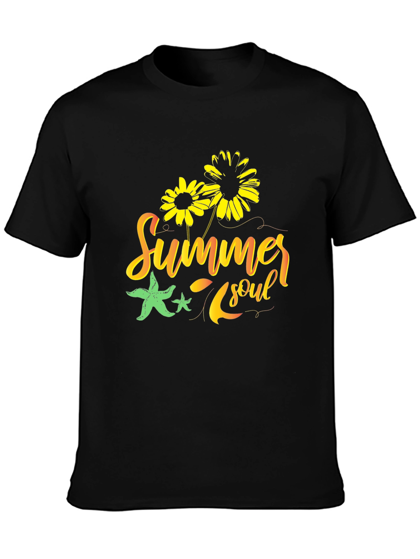 Summer Soul Graphic Tee - Black Cotton T-Shirt