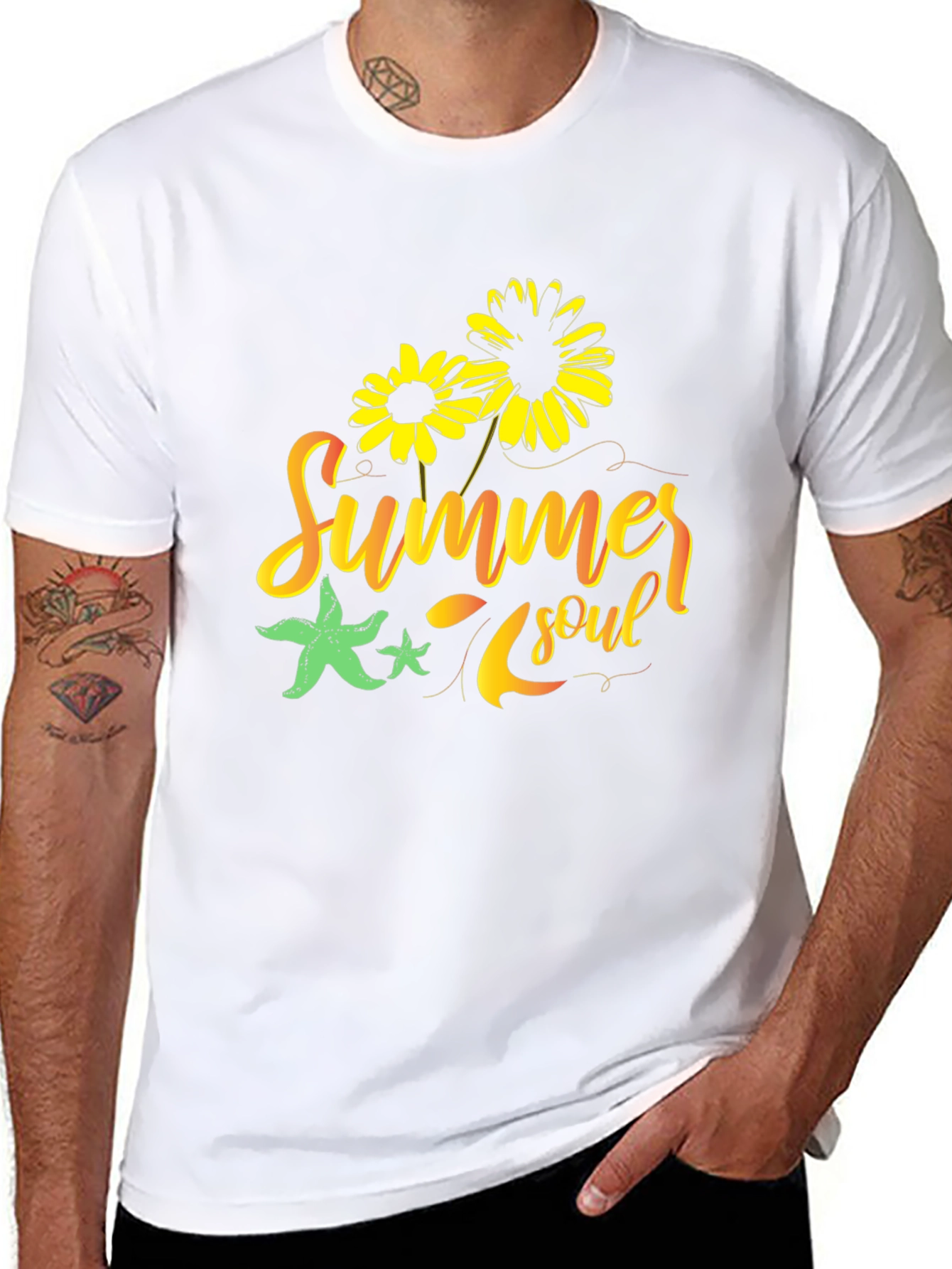 Summer Soul Graphic Tee - Black Cotton T-Shirt