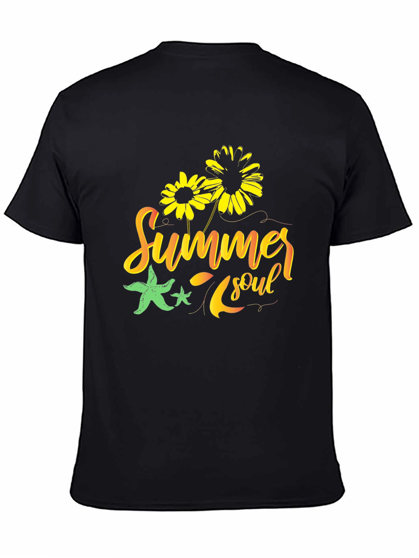 Summer Soul Graphic Tee - Black Cotton T-Shirt