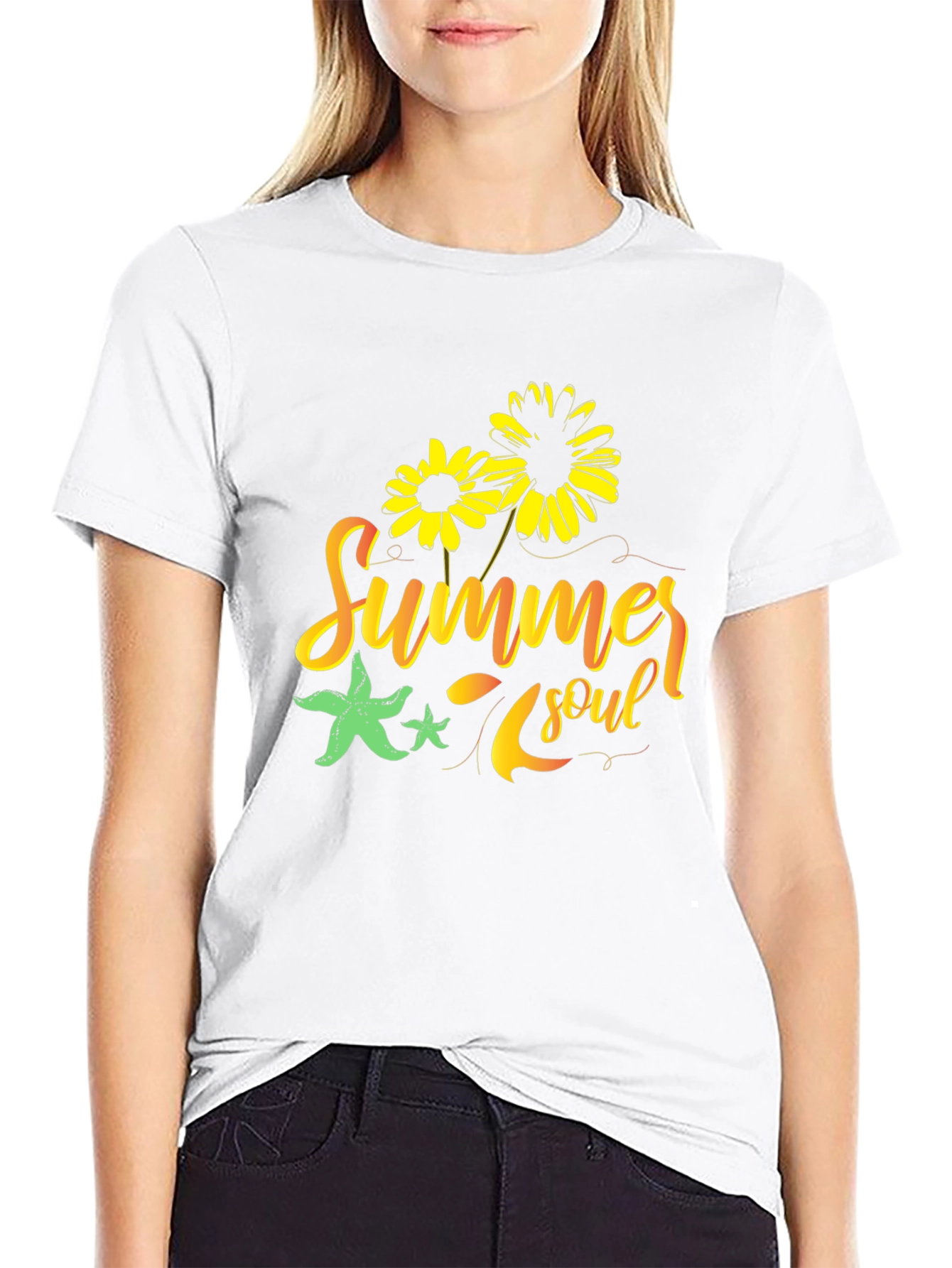 Summer Soul Graphic Tee - Black Cotton T-Shirt