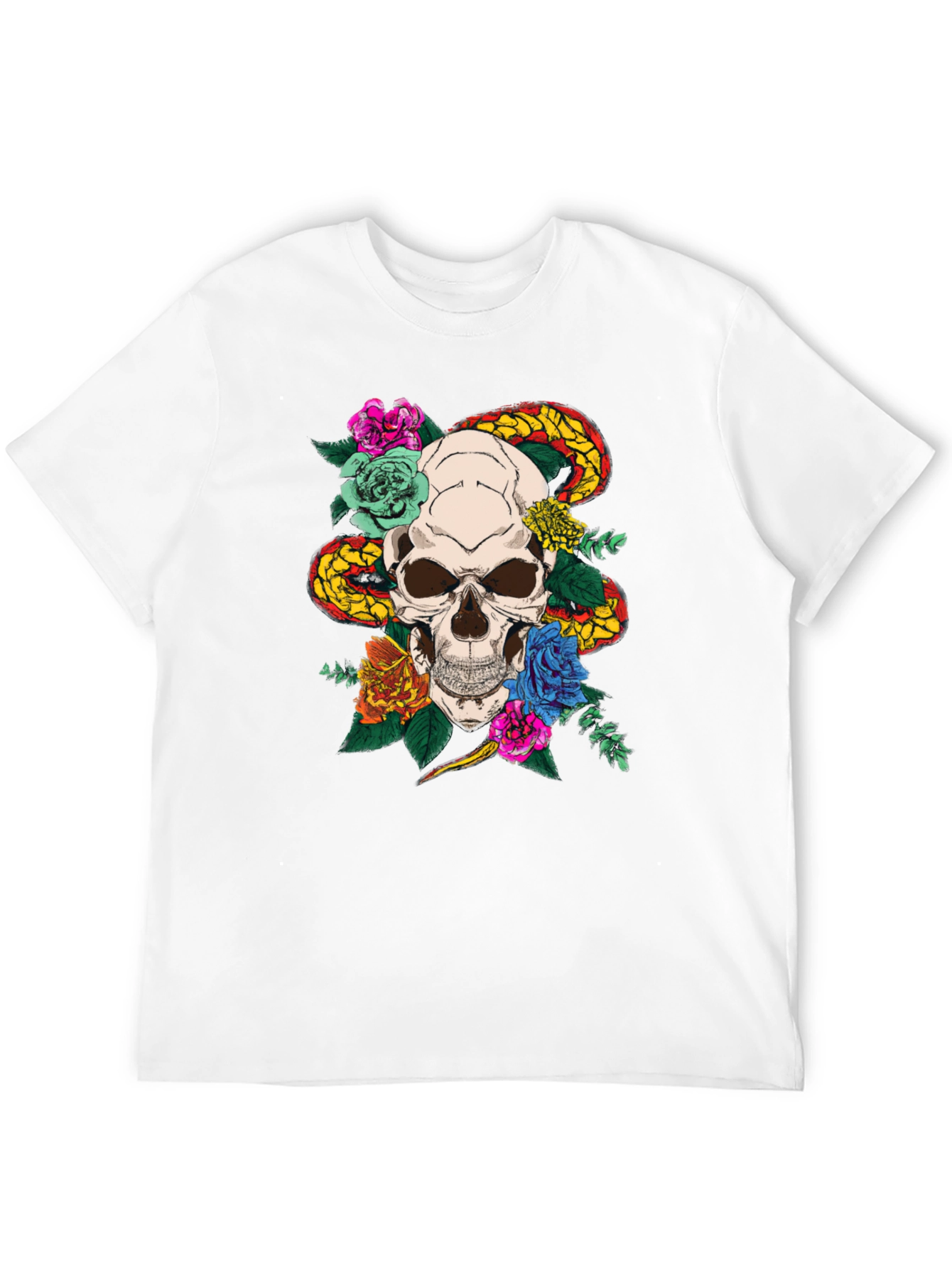 Skull & Snake Graphic T-Shirt - Edgy Style