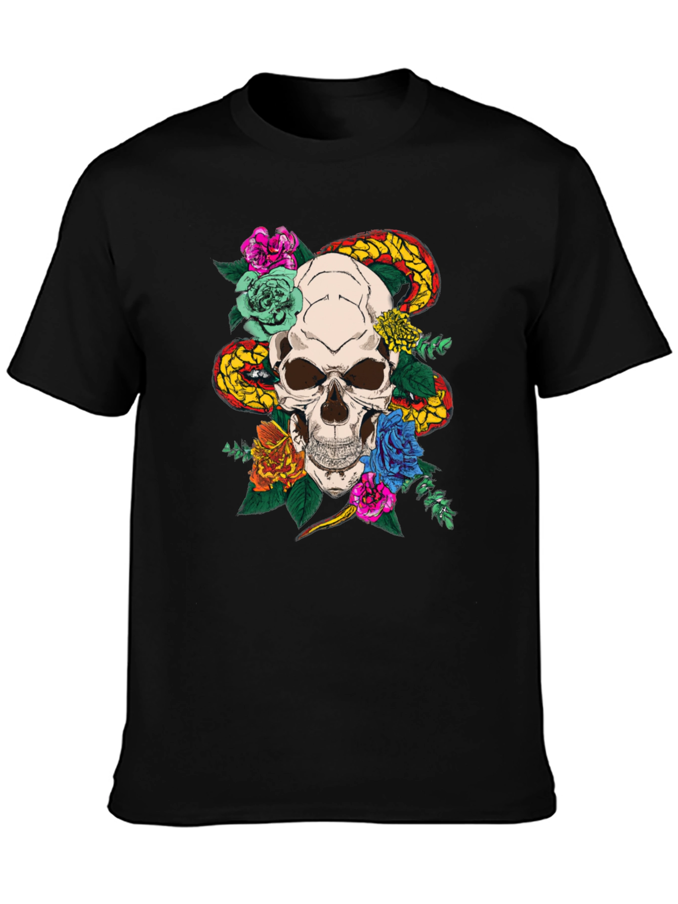 Skull & Snake Graphic T-Shirt - Edgy Style