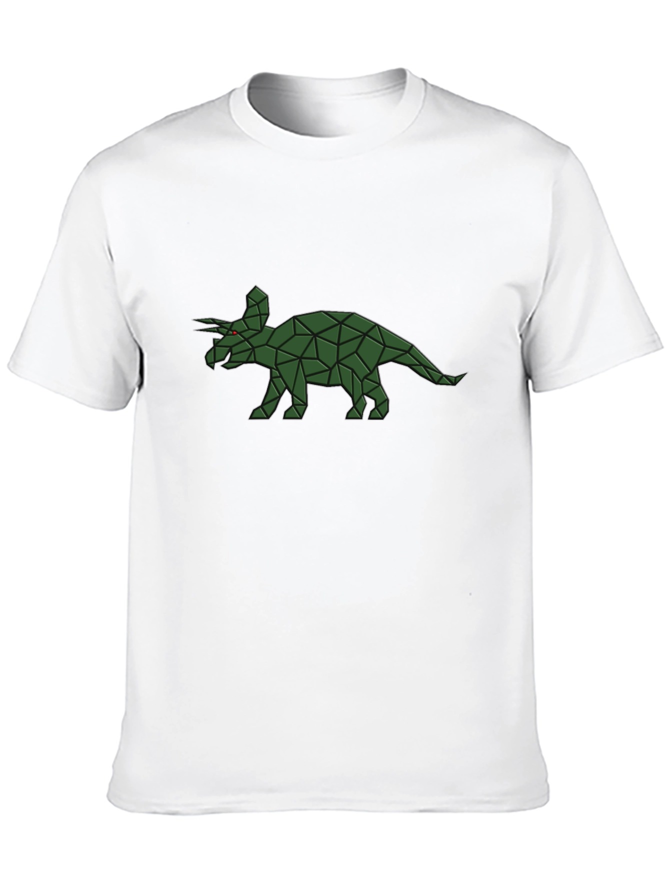 Geometric Triceratops Graphic Tee - Black Cotton Comfort