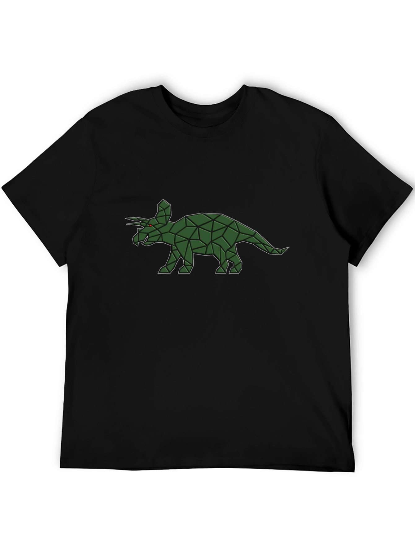 Geometric Triceratops Graphic Tee - Black Cotton Comfort