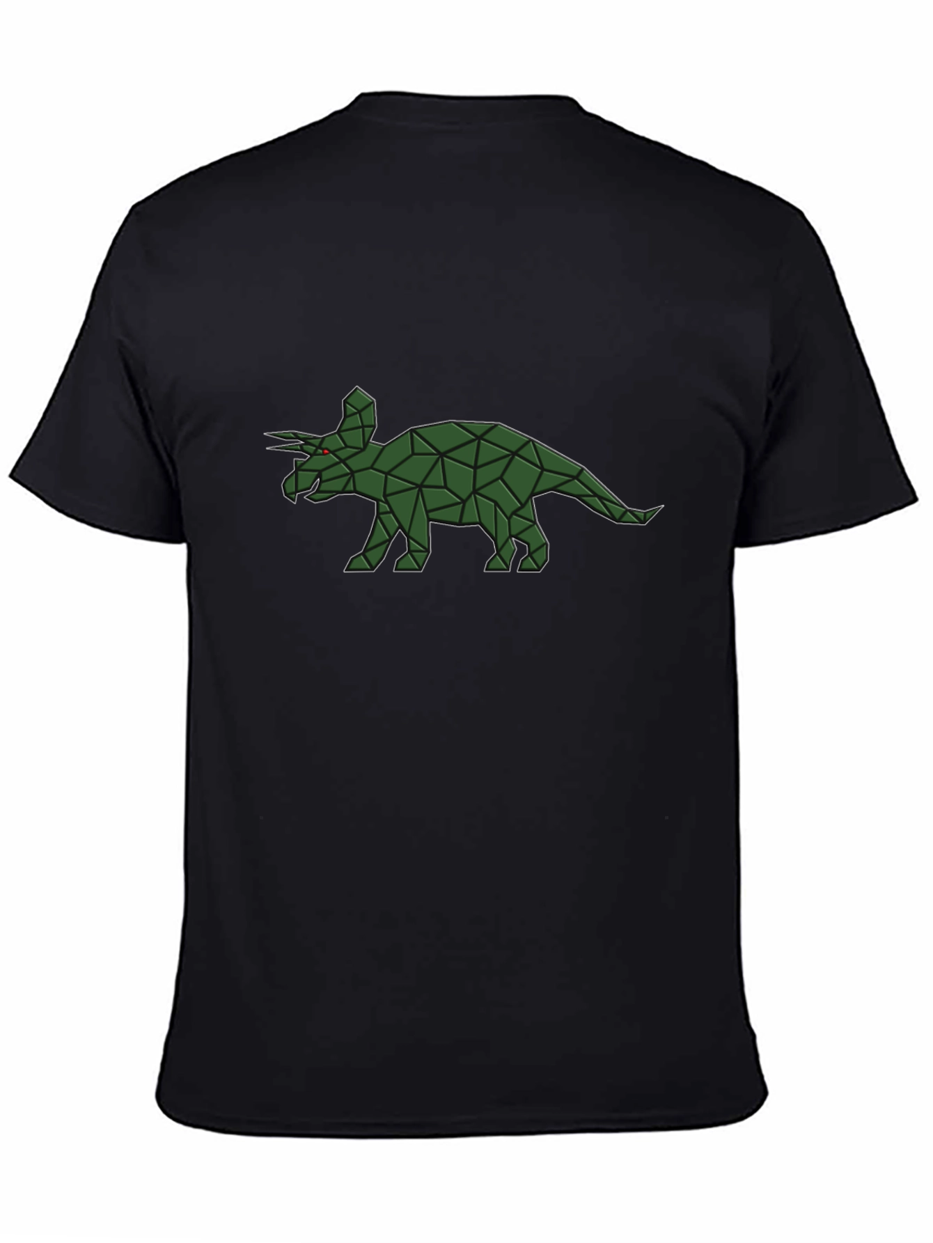 Geometric Triceratops Graphic Tee - Black Cotton Comfort