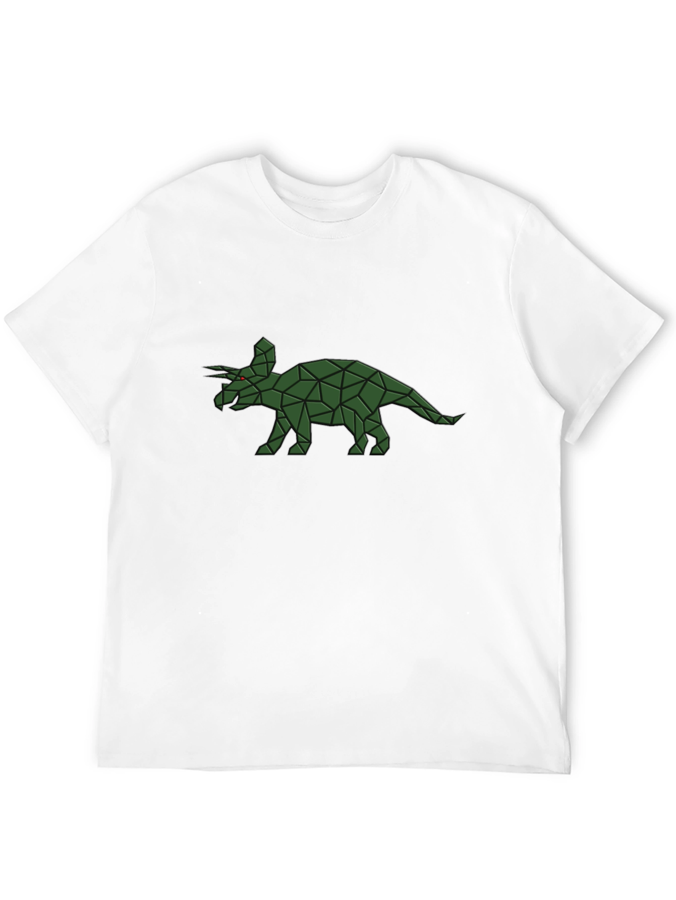 Geometric Triceratops Graphic Tee - Black Cotton Comfort