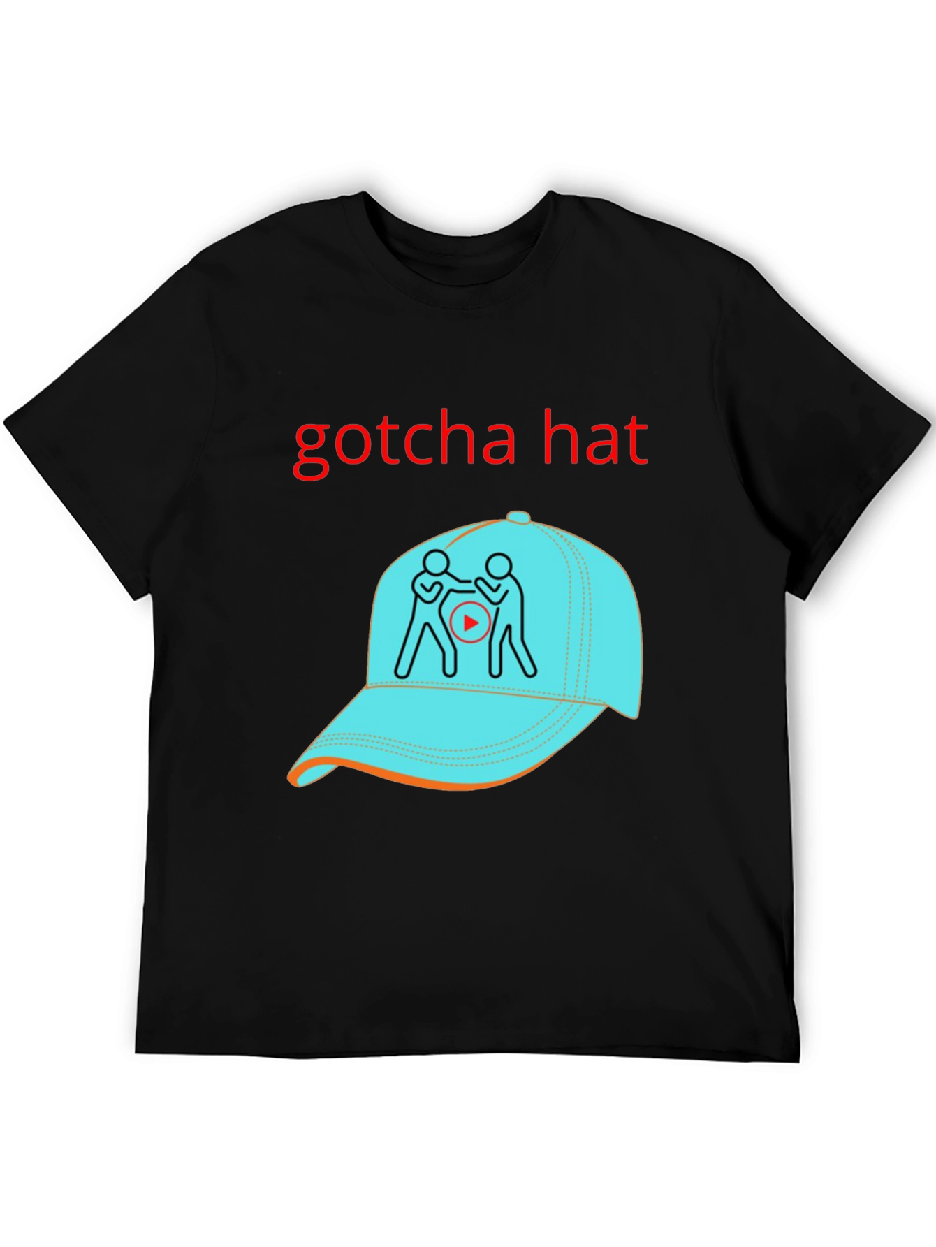 Gotcha Hat Graphic T-Shirt - Black Cotton Tee